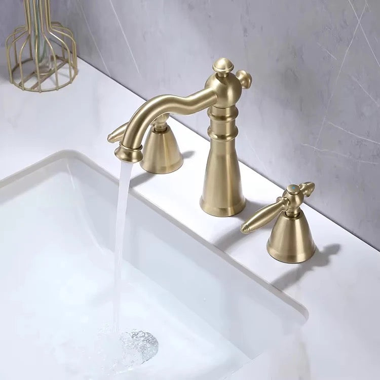 AvaMalis Brass Metal Brushed Gold Deck Mount basin faucet
