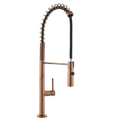 A|M Aquae brass body Single Handle Rose Gold Pull Down Kitchen Faucet