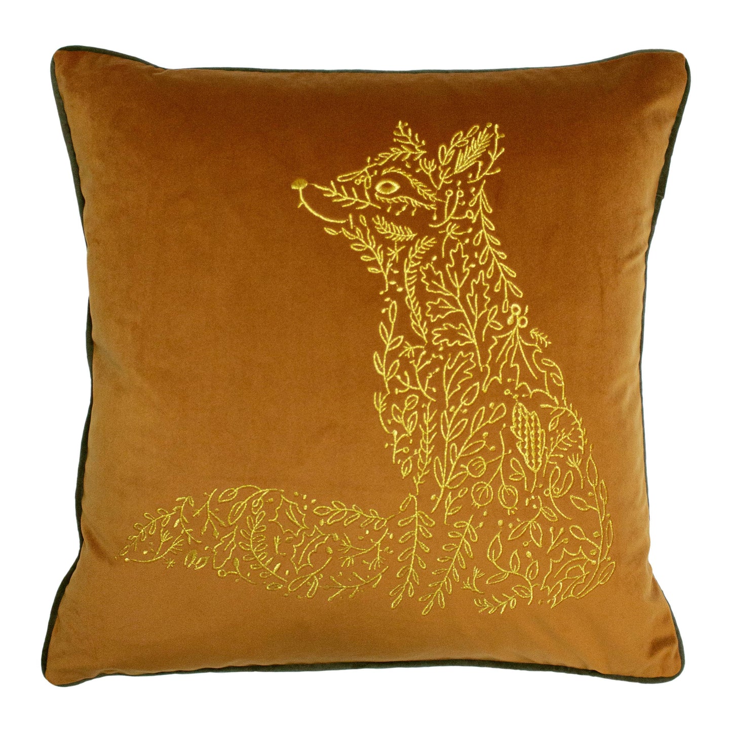 AvaMalis Forest Fauna Woodland Fox Square Cushion Rust/Gold decorative throw pillow