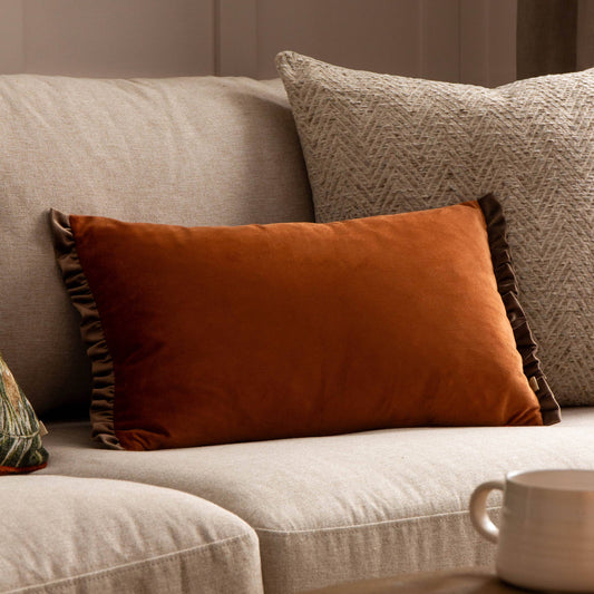 AvaMalis Tilly Velvet Reversible Cushion Rust/Mink decorative throw pillow