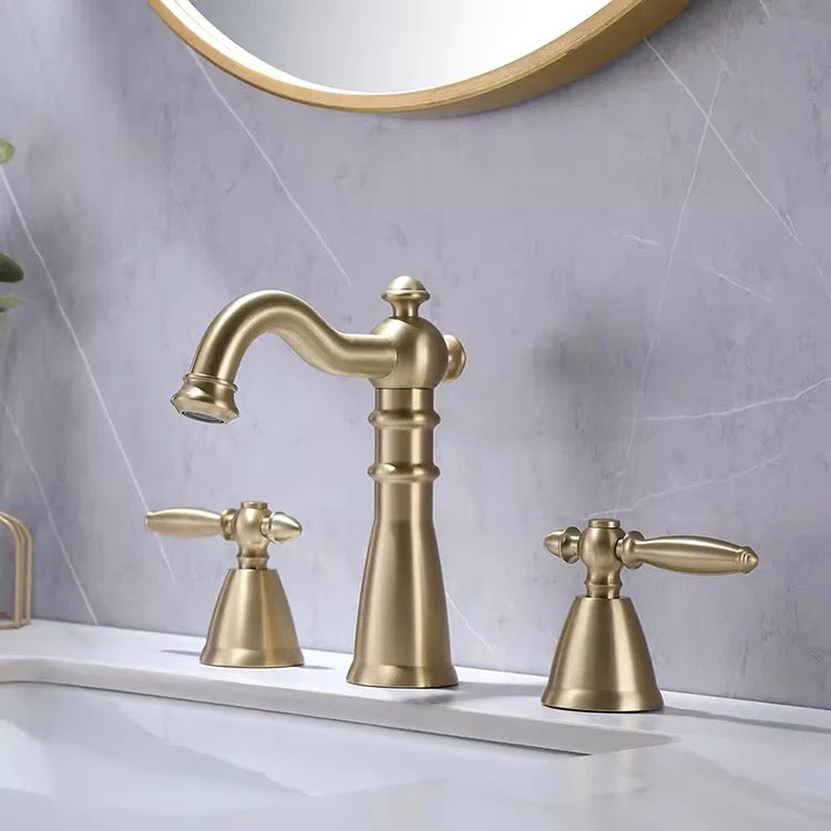 AvaMalis Brass Metal Brushed Gold Deck Mount basin faucet