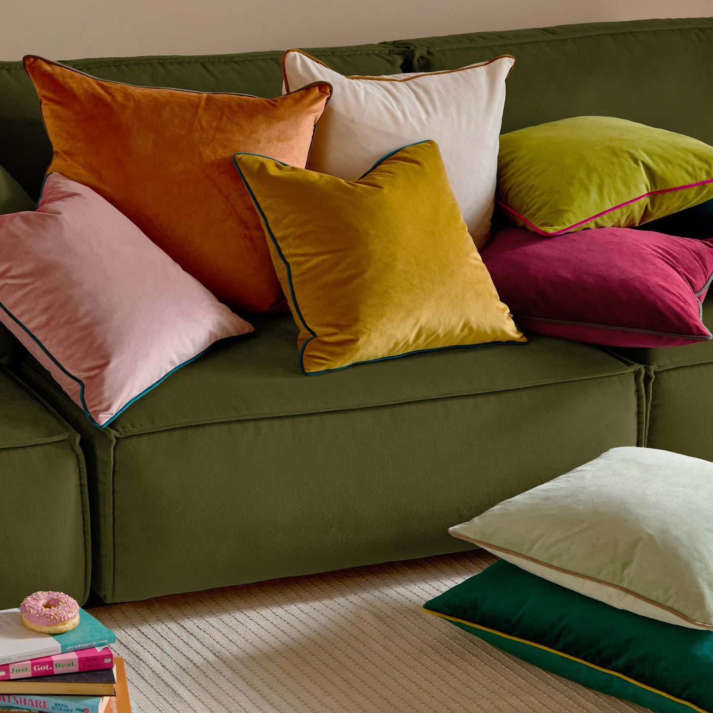 AvaMalis Meridian Velvet Cushion Lime/Hot Pink decorative throw pillow