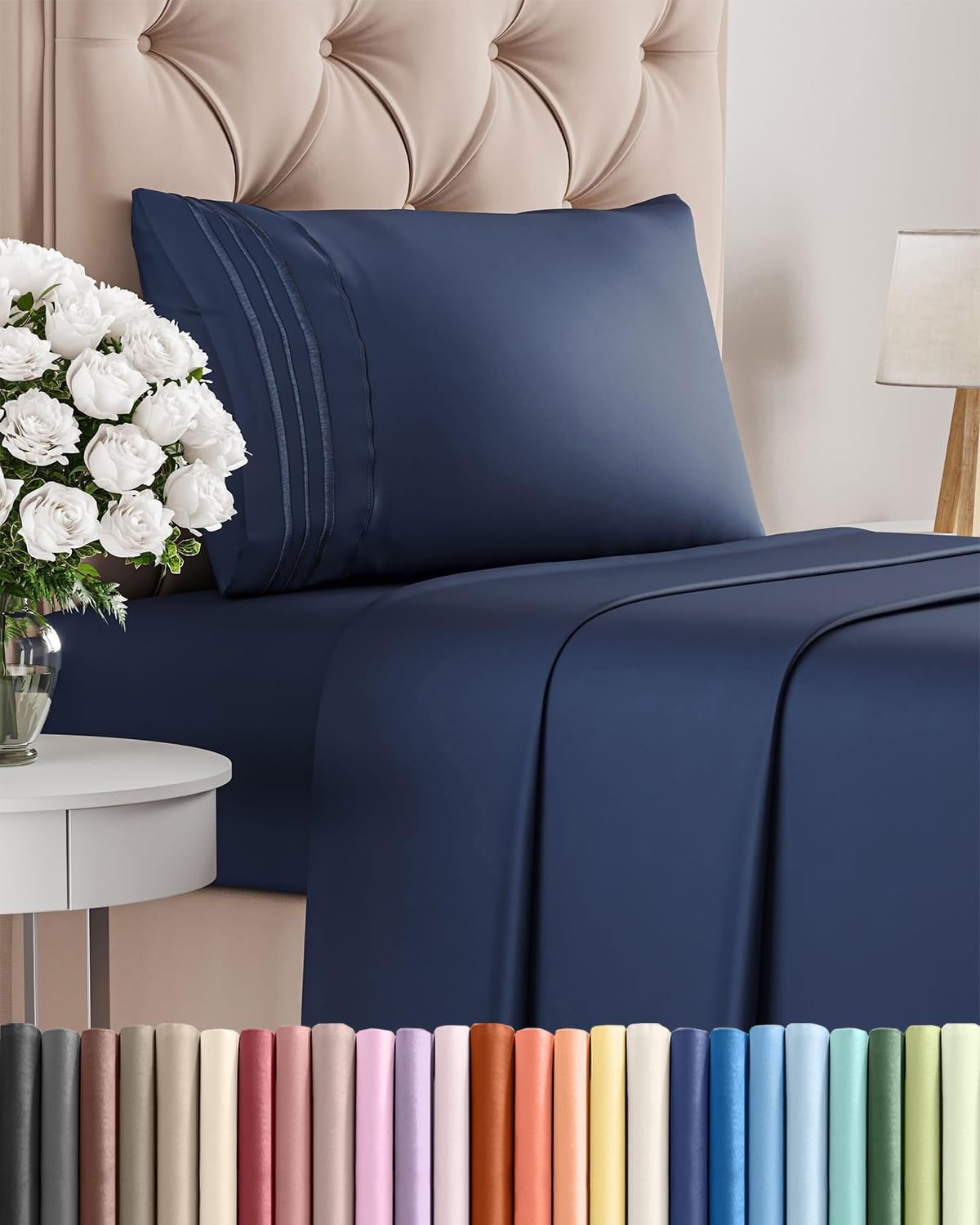 AvaMalis Comfy Breathab- Deep Pockets, Easy-Fit, Extra Soft and Wrinkle Free Sheets - White Oeko-Tex Bed Sheet Set
