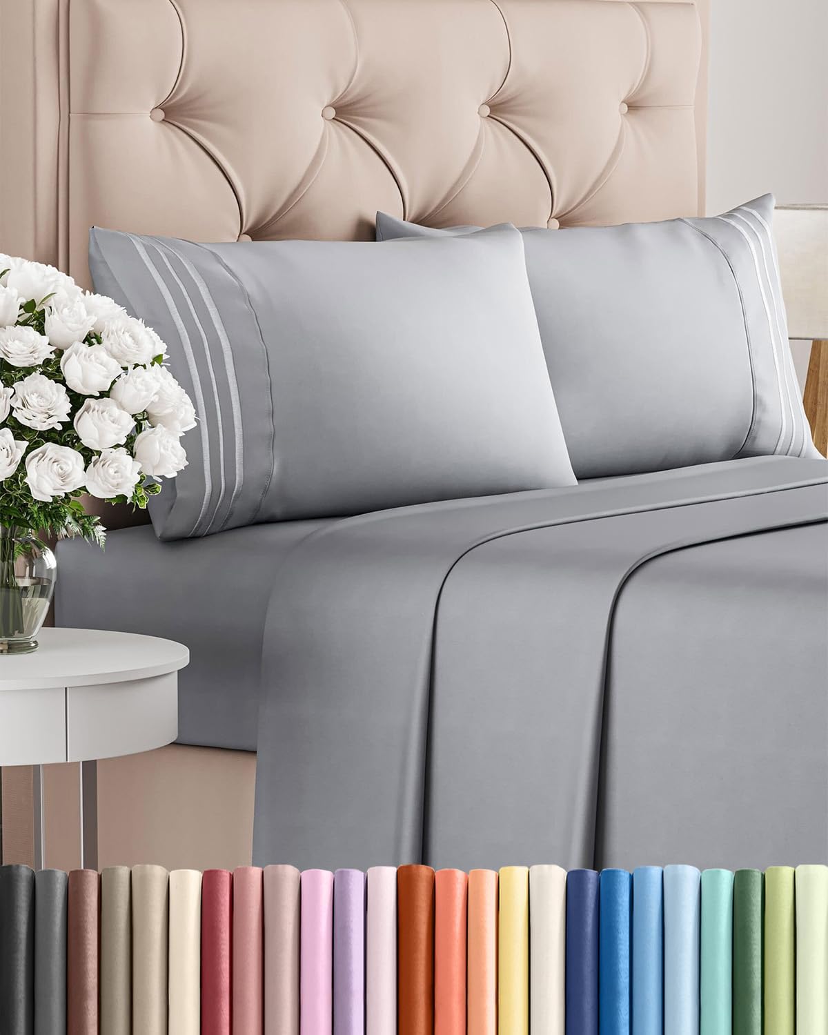 AvaMalis Comfy Breathab- Deep Pockets, Easy-Fit, Extra Soft and Wrinkle Free Sheets - White Oeko-Tex Bed Sheet Set