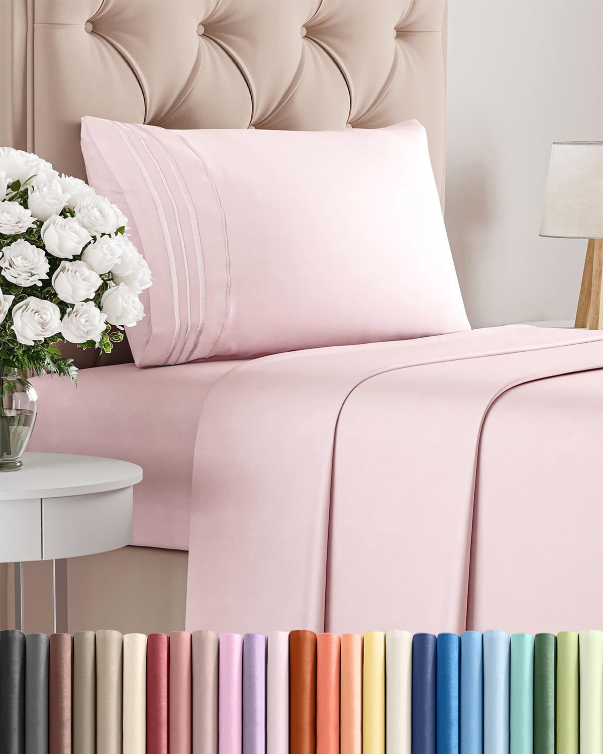 AvaMalis Comfy Breathab- Deep Pockets, Easy-Fit, Extra Soft and Wrinkle Free Sheets - White Oeko-Tex Bed Sheet Set