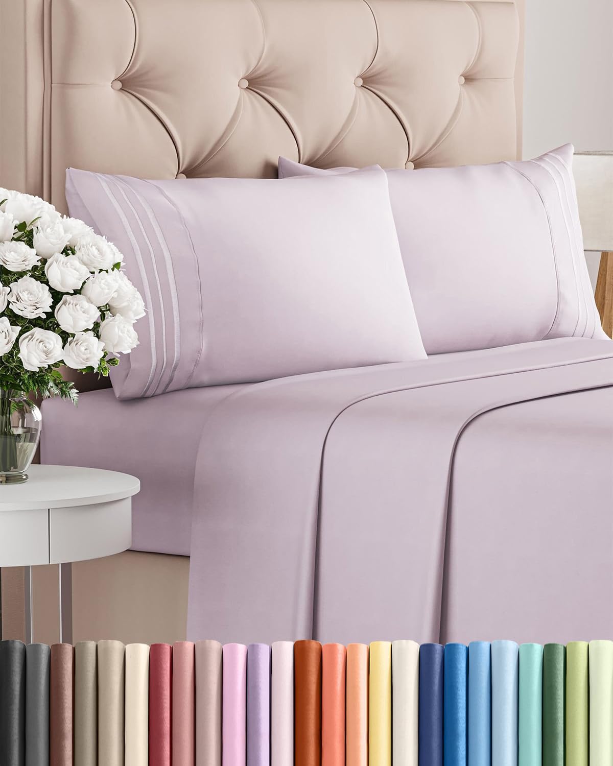 AvaMalis Comfy Breathab- Deep Pockets, Easy-Fit, Extra Soft and Wrinkle Free Sheets - White Oeko-Tex Bed Sheet Set