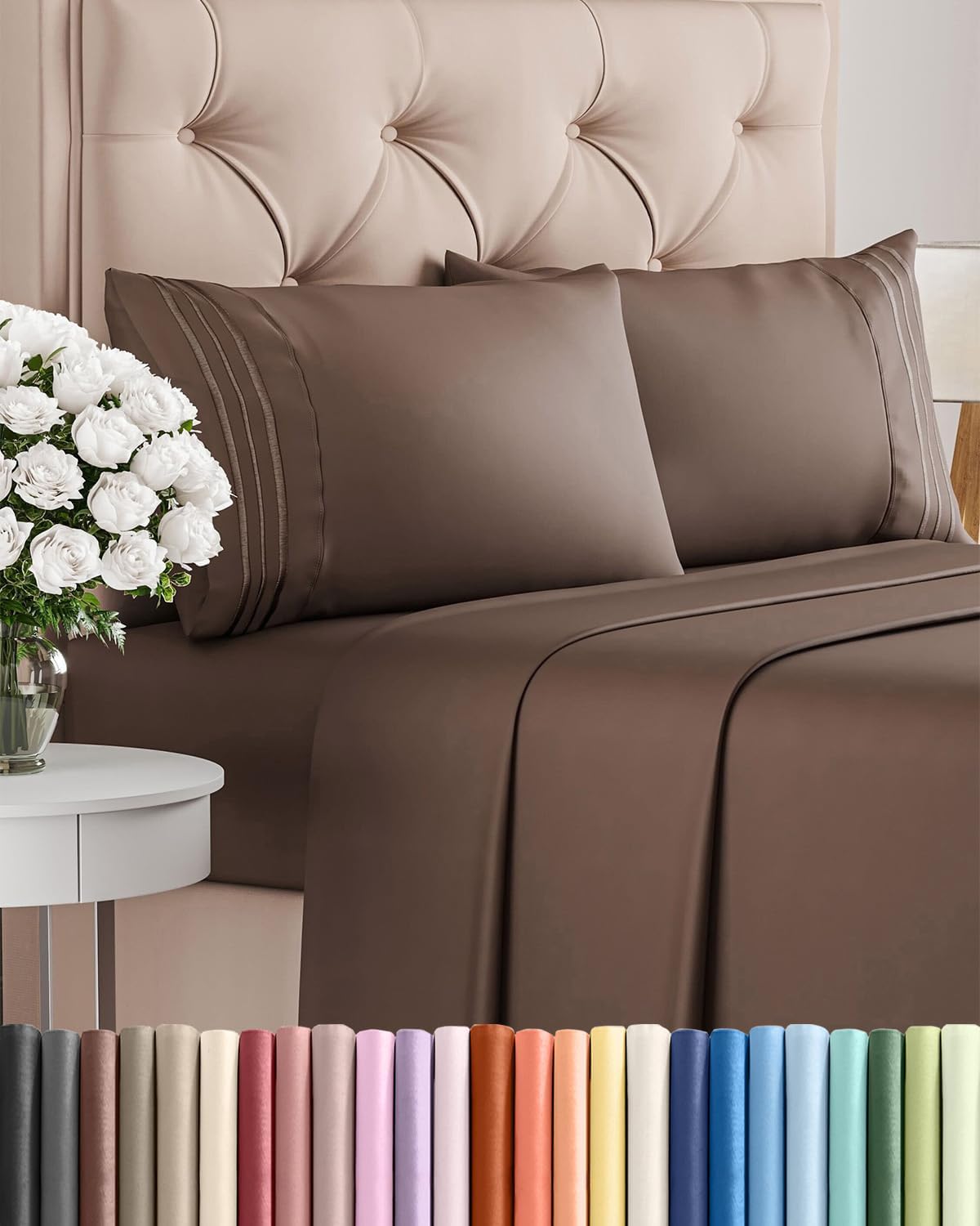 AvaMalis Comfy Breathab- Deep Pockets, Easy-Fit, Extra Soft and Wrinkle Free Sheets - White Oeko-Tex Bed Sheet Set