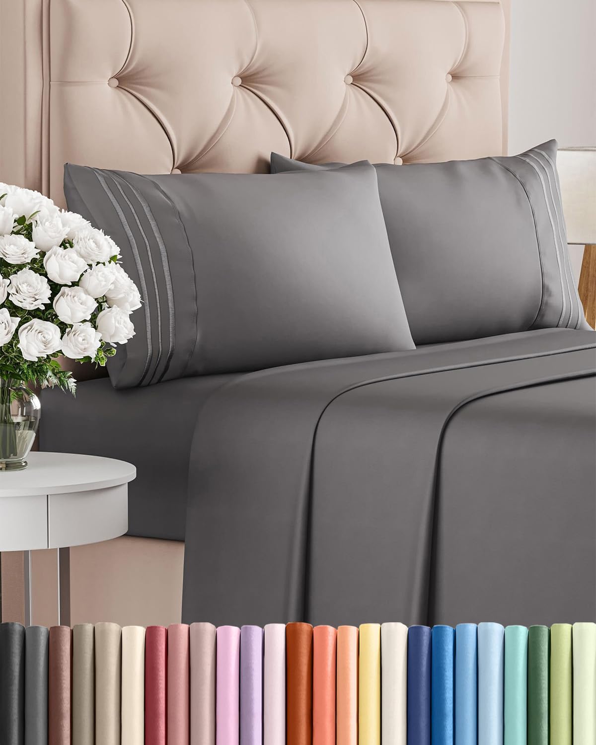 AvaMalis Comfy Breathab- Deep Pockets, Easy-Fit, Extra Soft and Wrinkle Free Sheets - White Oeko-Tex Bed Sheet Set