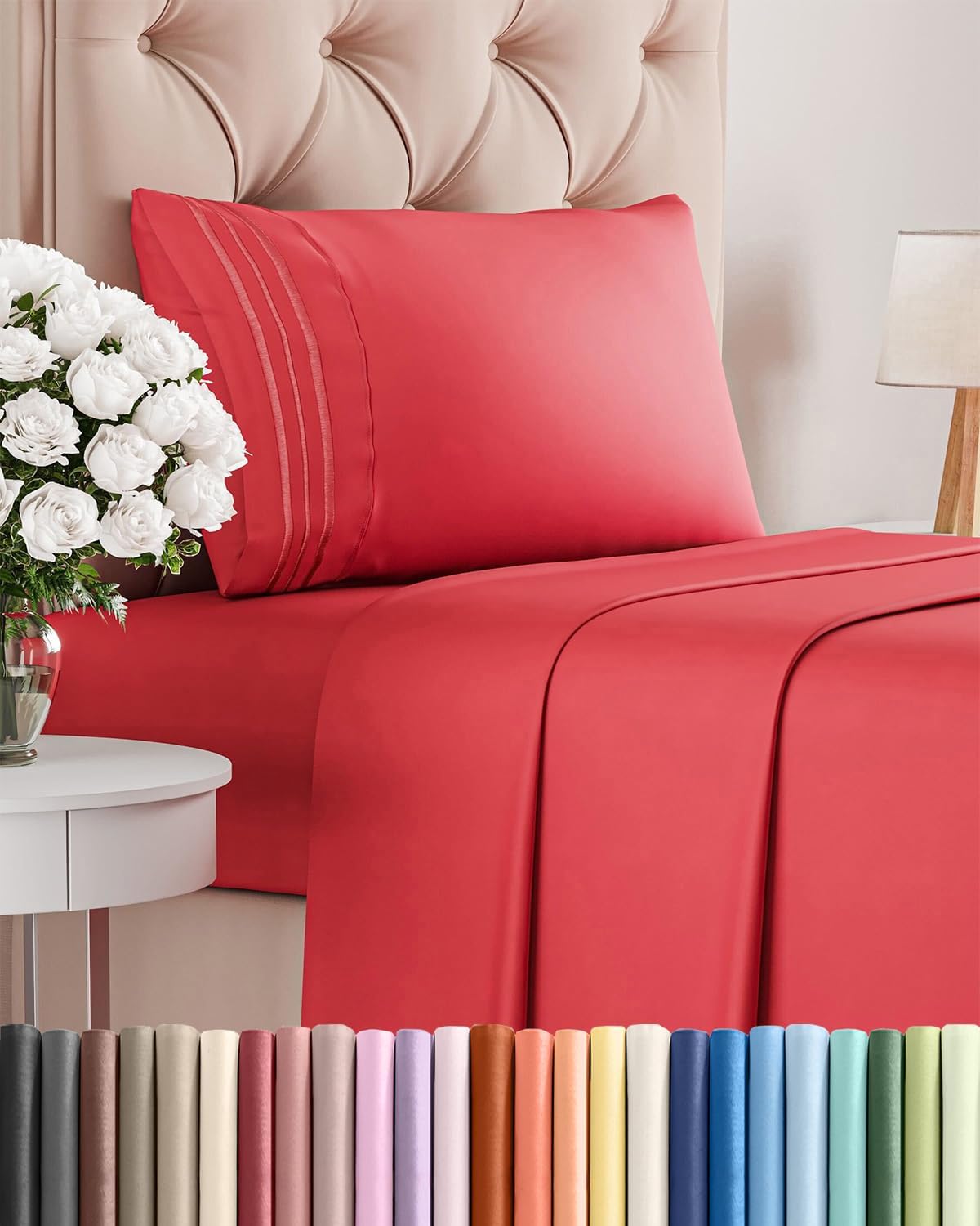 AvaMalis Comfy Breathab- Deep Pockets, Easy-Fit, Extra Soft and Wrinkle Free Sheets - White Oeko-Tex Bed Sheet Set