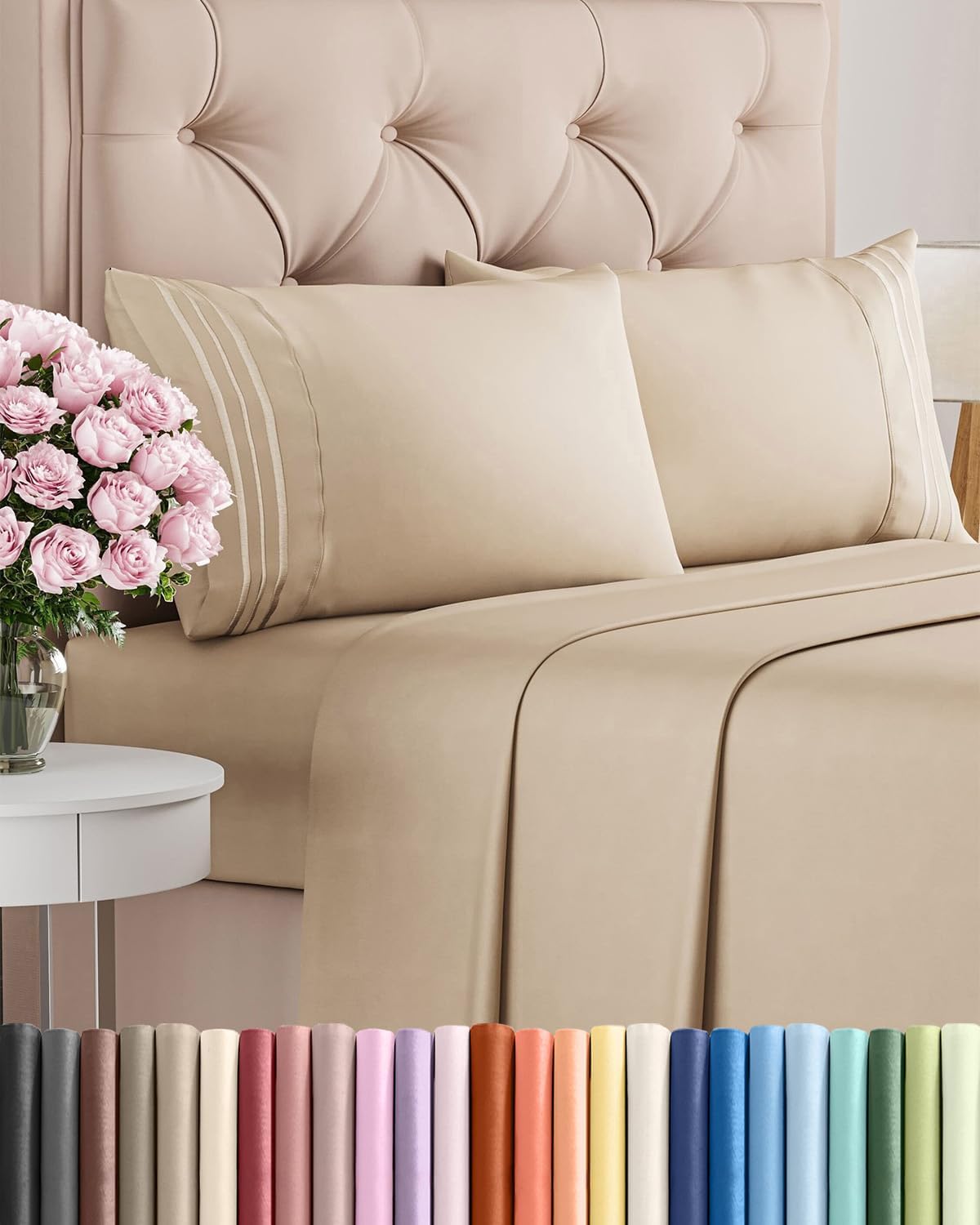 AvaMalis Comfy Breathab- Deep Pockets, Easy-Fit, Extra Soft and Wrinkle Free Sheets - White Oeko-Tex Bed Sheet Set