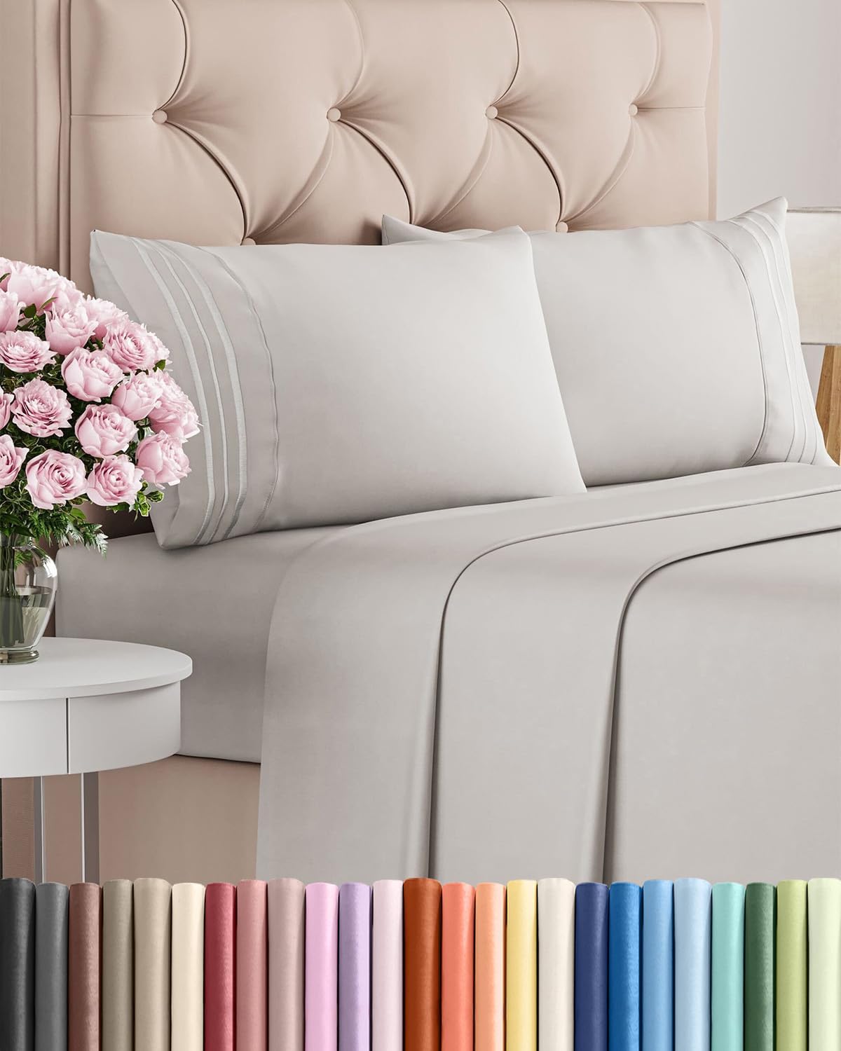 AvaMalis Comfy Breathab- Deep Pockets, Easy-Fit, Extra Soft and Wrinkle Free Sheets - White Oeko-Tex Bed Sheet Set
