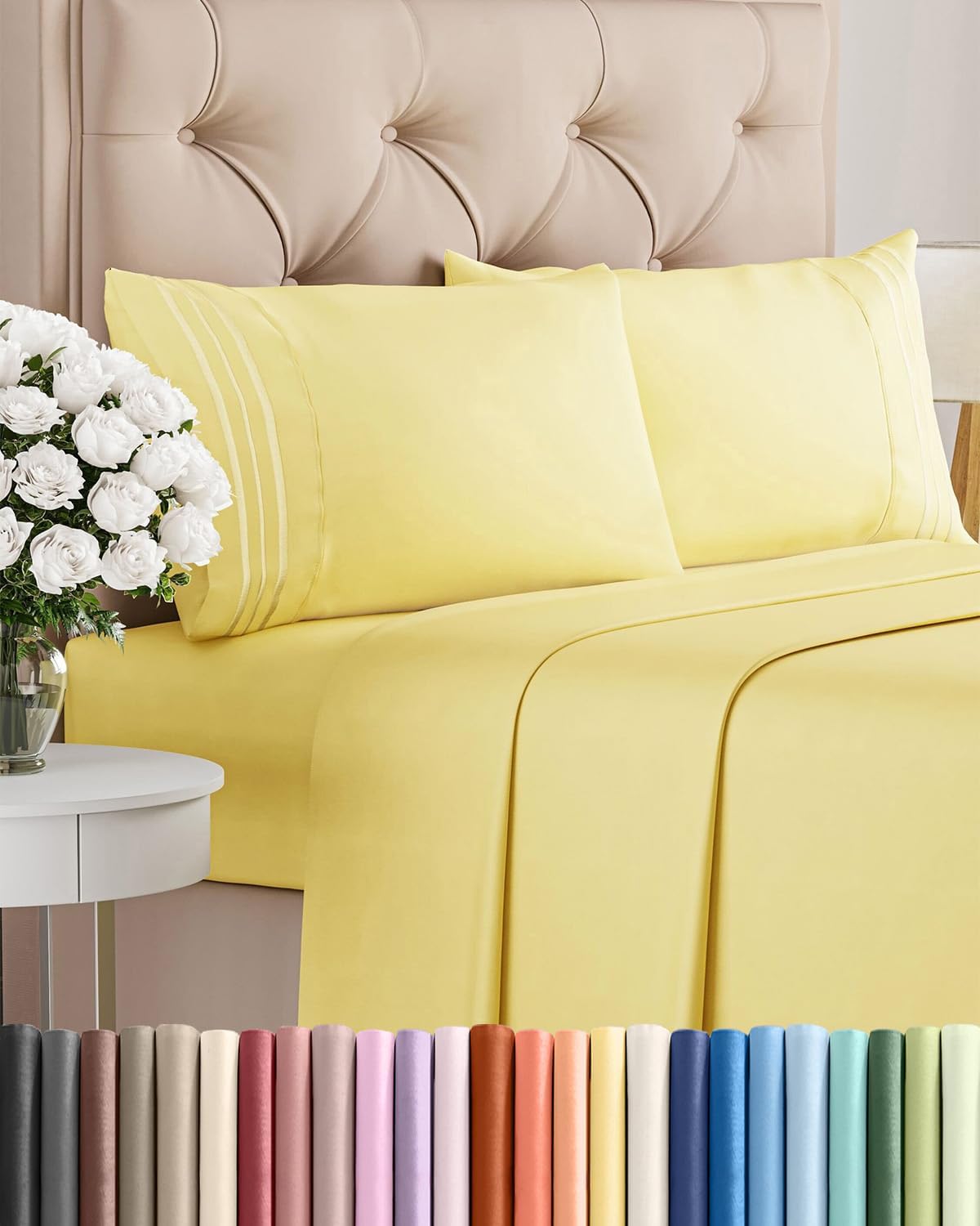 AvaMalis Comfy Breathab- Deep Pockets, Easy-Fit, Extra Soft and Wrinkle Free Sheets - White Oeko-Tex Bed Sheet Set