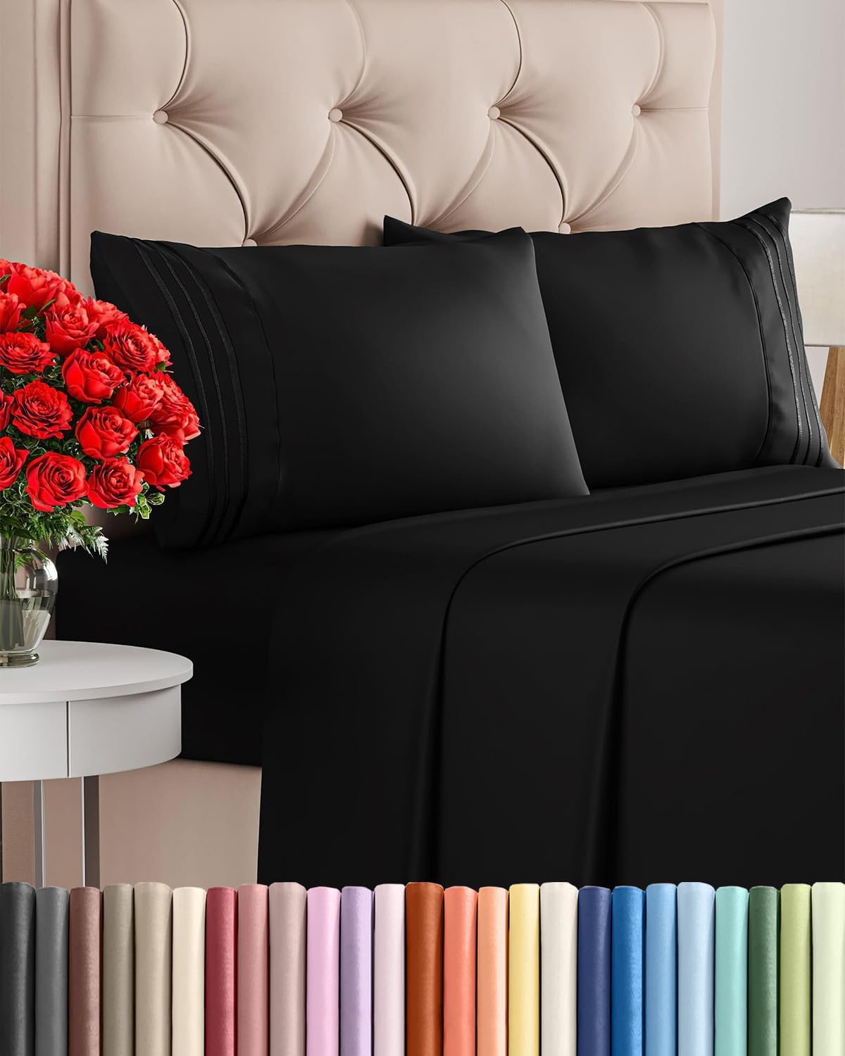 AvaMalis Comfy Breathab- Deep Pockets, Easy-Fit, Extra Soft and Wrinkle Free Sheets - White Oeko-Tex Bed Sheet Set