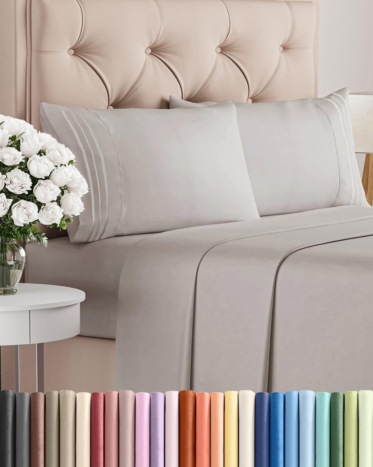 AvaMalis Comfy Breathab- Deep Pockets, Easy-Fit, Extra Soft and Wrinkle Free Sheets - White Oeko-Tex Bed Sheet Set