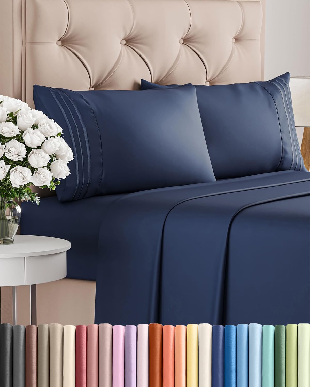 AvaMalis Comfy Breathab- Deep Pockets, Easy-Fit, Extra Soft and Wrinkle Free Sheets - White Oeko-Tex Bed Sheet Set