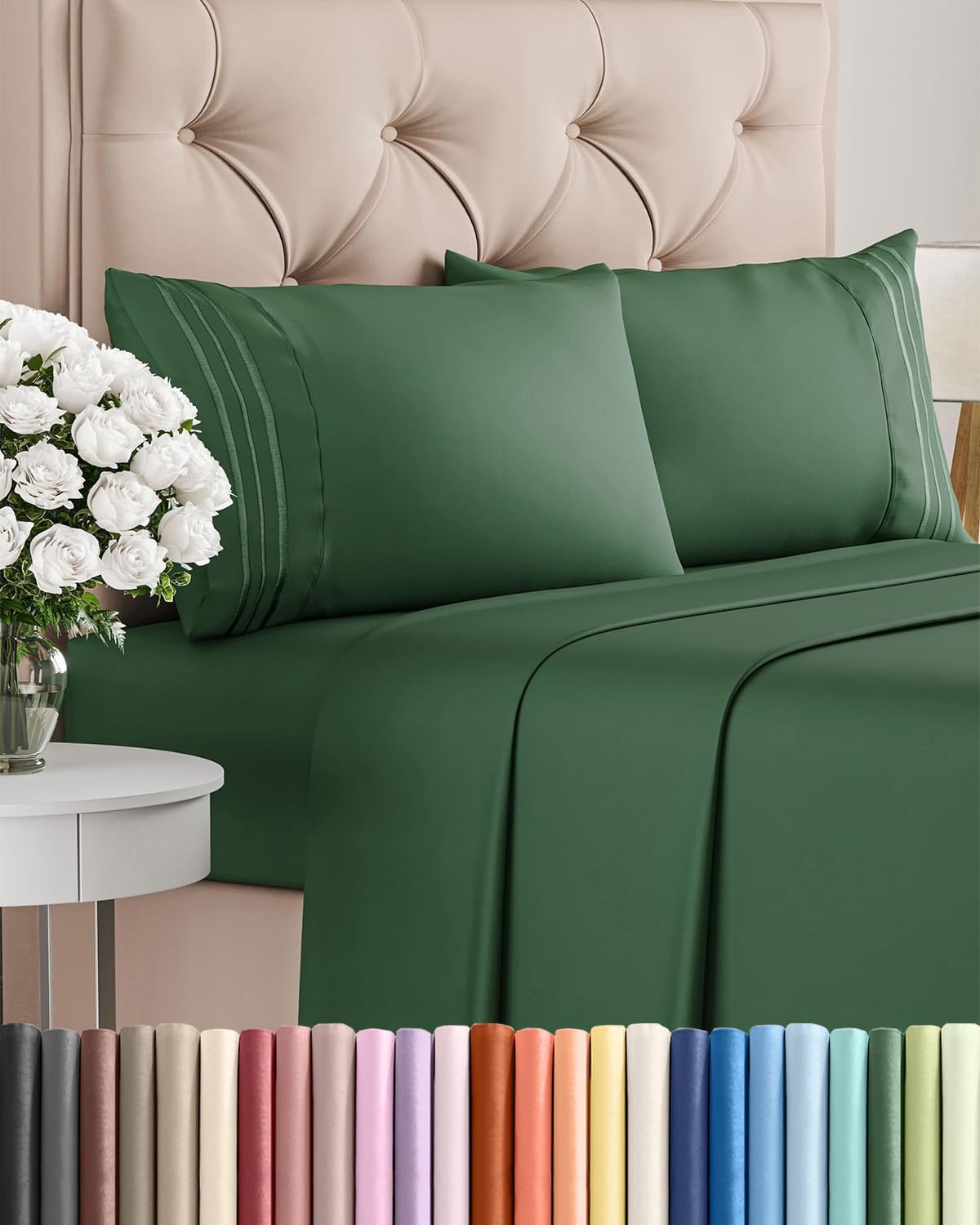 AvaMalis Comfy Breathab- Deep Pockets, Easy-Fit, Extra Soft and Wrinkle Free Sheets - White Oeko-Tex Bed Sheet Set