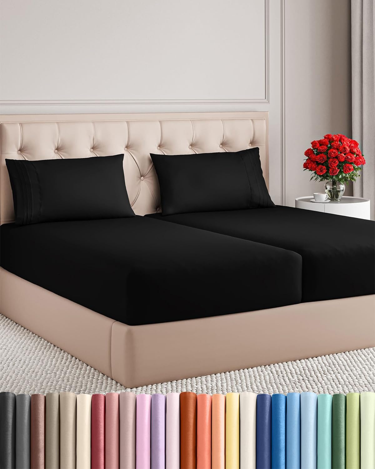 AvaMalis Comfy Breathab- Deep Pockets, Easy-Fit, Extra Soft and Wrinkle Free Sheets - White Oeko-Tex Bed Sheet Set