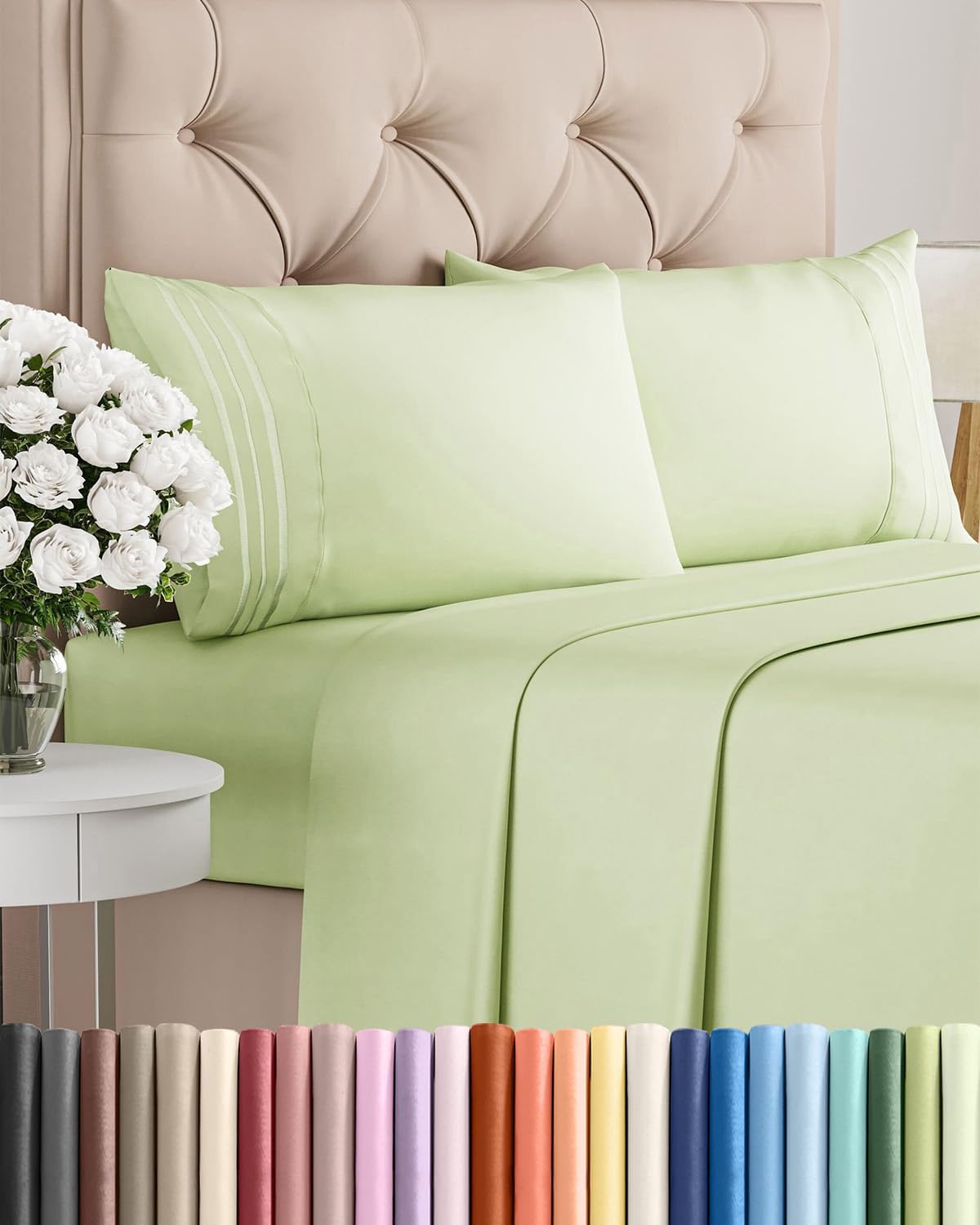 AvaMalis Comfy Breathab- Deep Pockets, Easy-Fit, Extra Soft and Wrinkle Free Sheets - White Oeko-Tex Bed Sheet Set