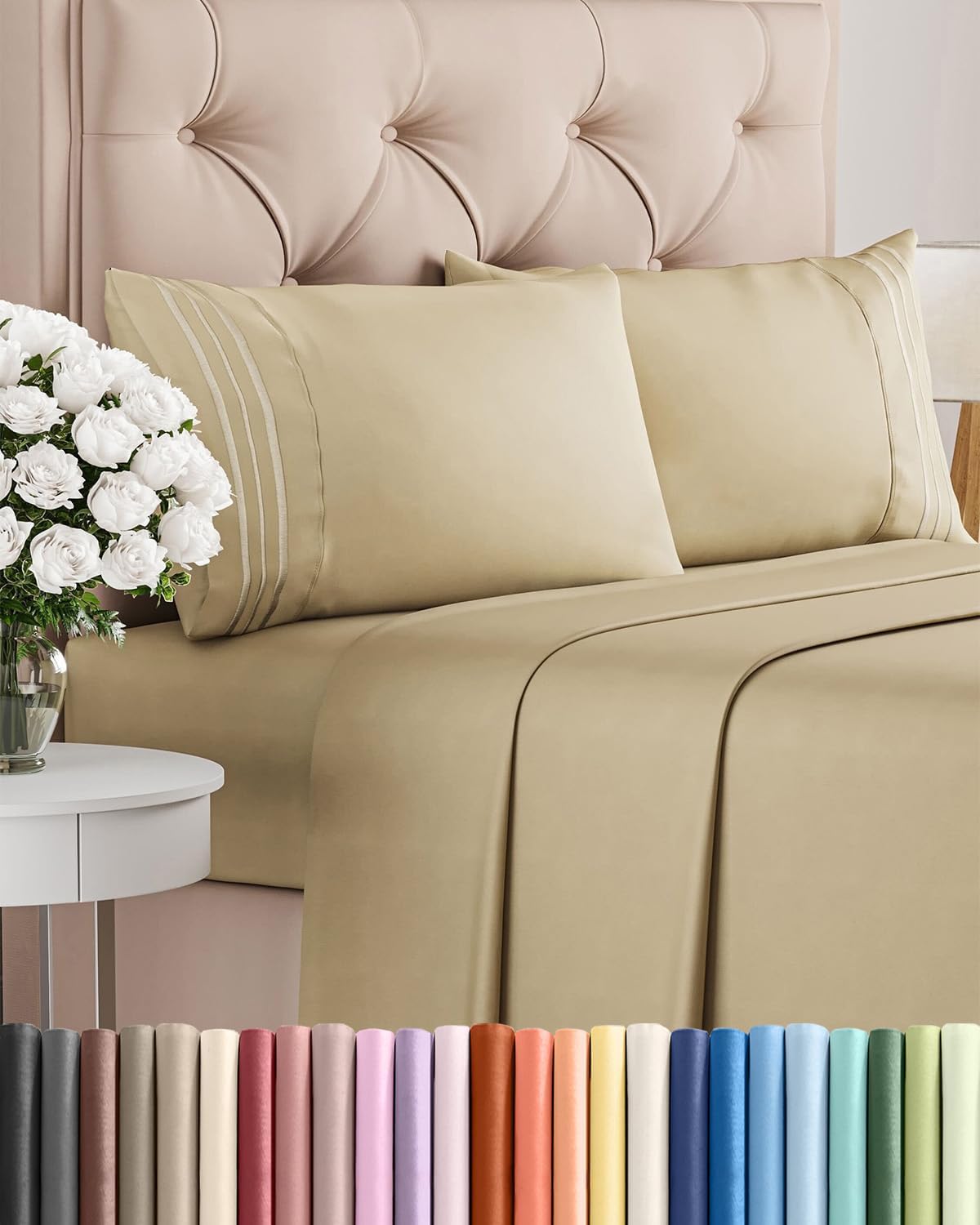 AvaMalis Comfy Breathab- Deep Pockets, Easy-Fit, Extra Soft and Wrinkle Free Sheets - White Oeko-Tex Bed Sheet Set