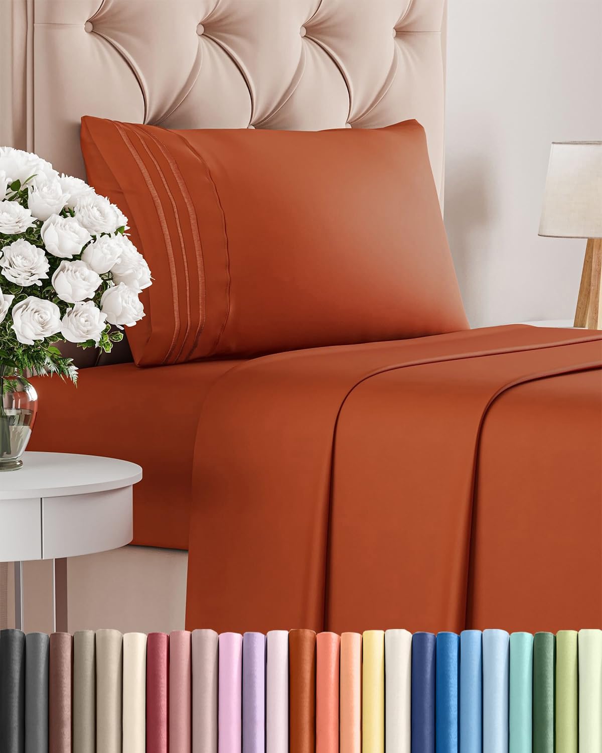 AvaMalis Comfy Breathab- Deep Pockets, Easy-Fit, Extra Soft and Wrinkle Free Sheets - White Oeko-Tex Bed Sheet Set