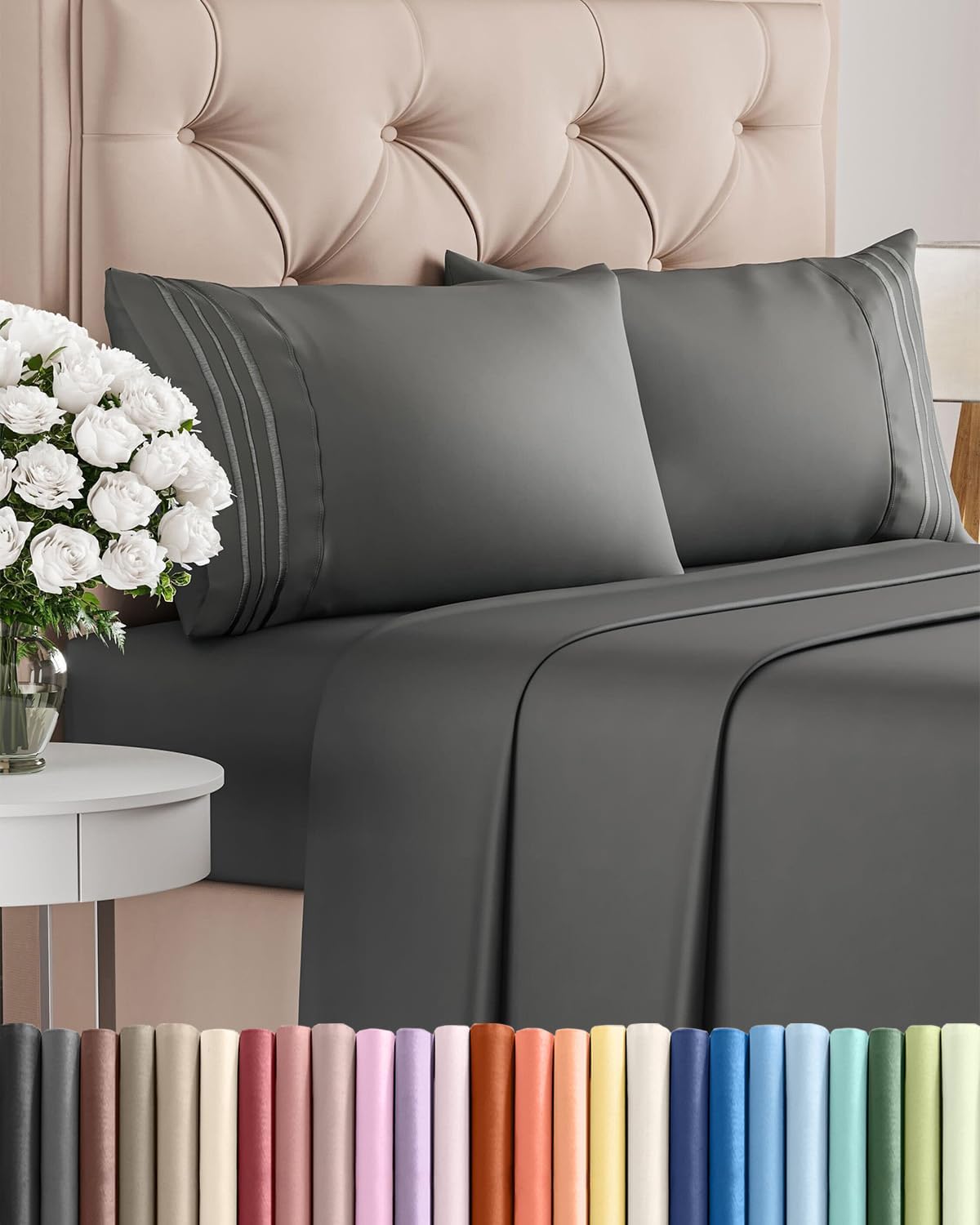 AvaMalis Comfy Breathab- Deep Pockets, Easy-Fit, Extra Soft and Wrinkle Free Sheets - White Oeko-Tex Bed Sheet Set