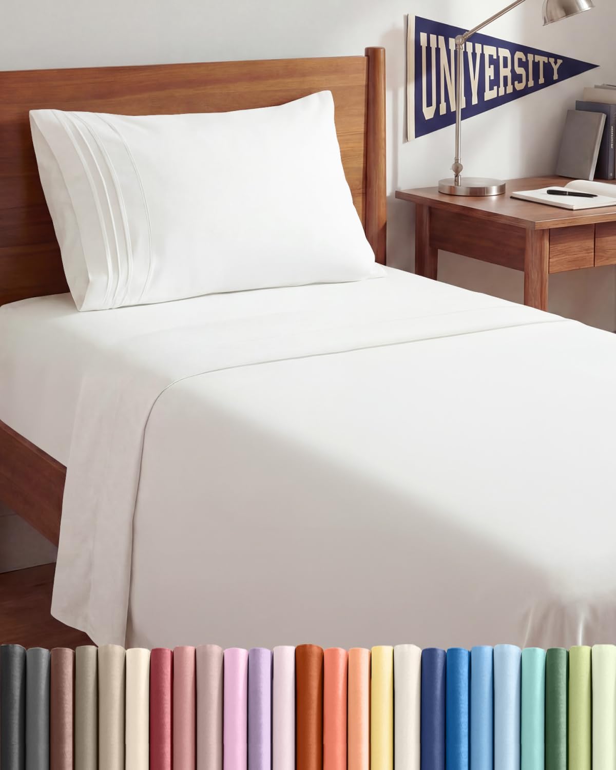 AvaMalis Comfy Breathab- Deep Pockets, Easy-Fit, Extra Soft and Wrinkle Free Sheets - White Oeko-Tex Bed Sheet Set
