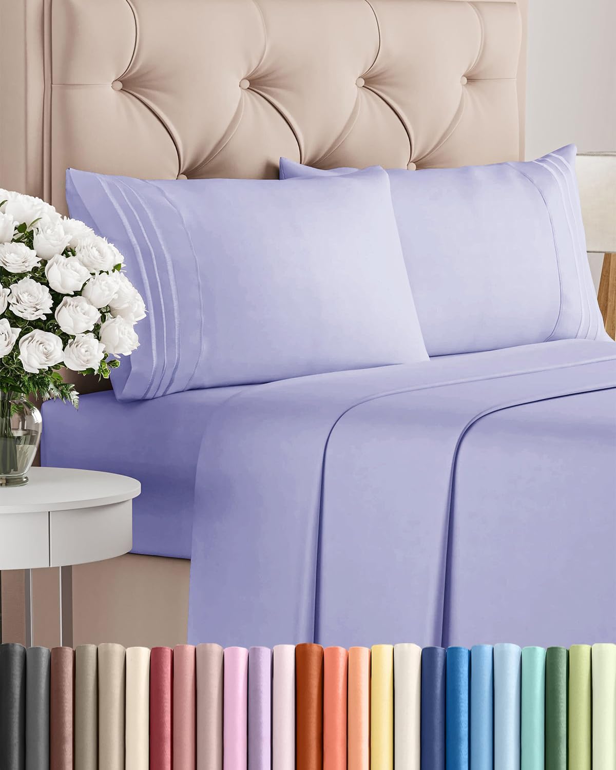 AvaMalis Comfy Breathab- Deep Pockets, Easy-Fit, Extra Soft and Wrinkle Free Sheets - White Oeko-Tex Bed Sheet Set