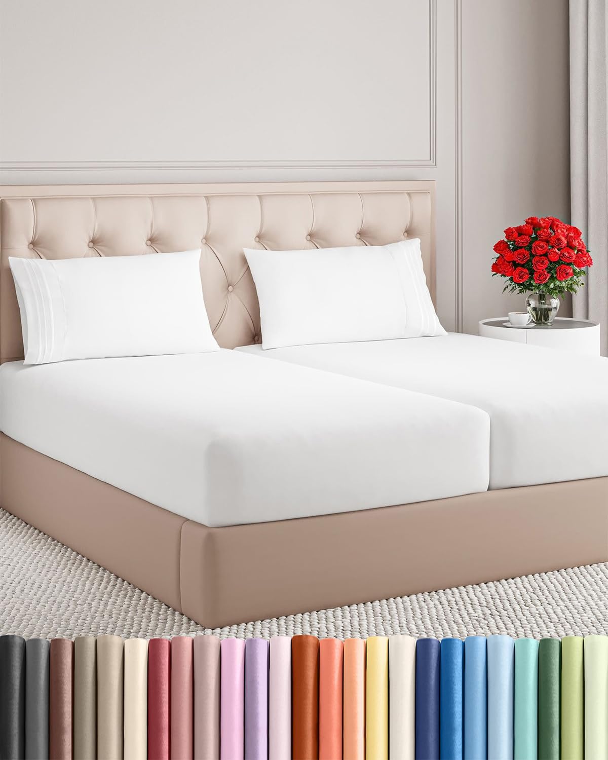 AvaMalis Comfy Breathab- Deep Pockets, Easy-Fit, Extra Soft and Wrinkle Free Sheets - White Oeko-Tex Bed Sheet Set