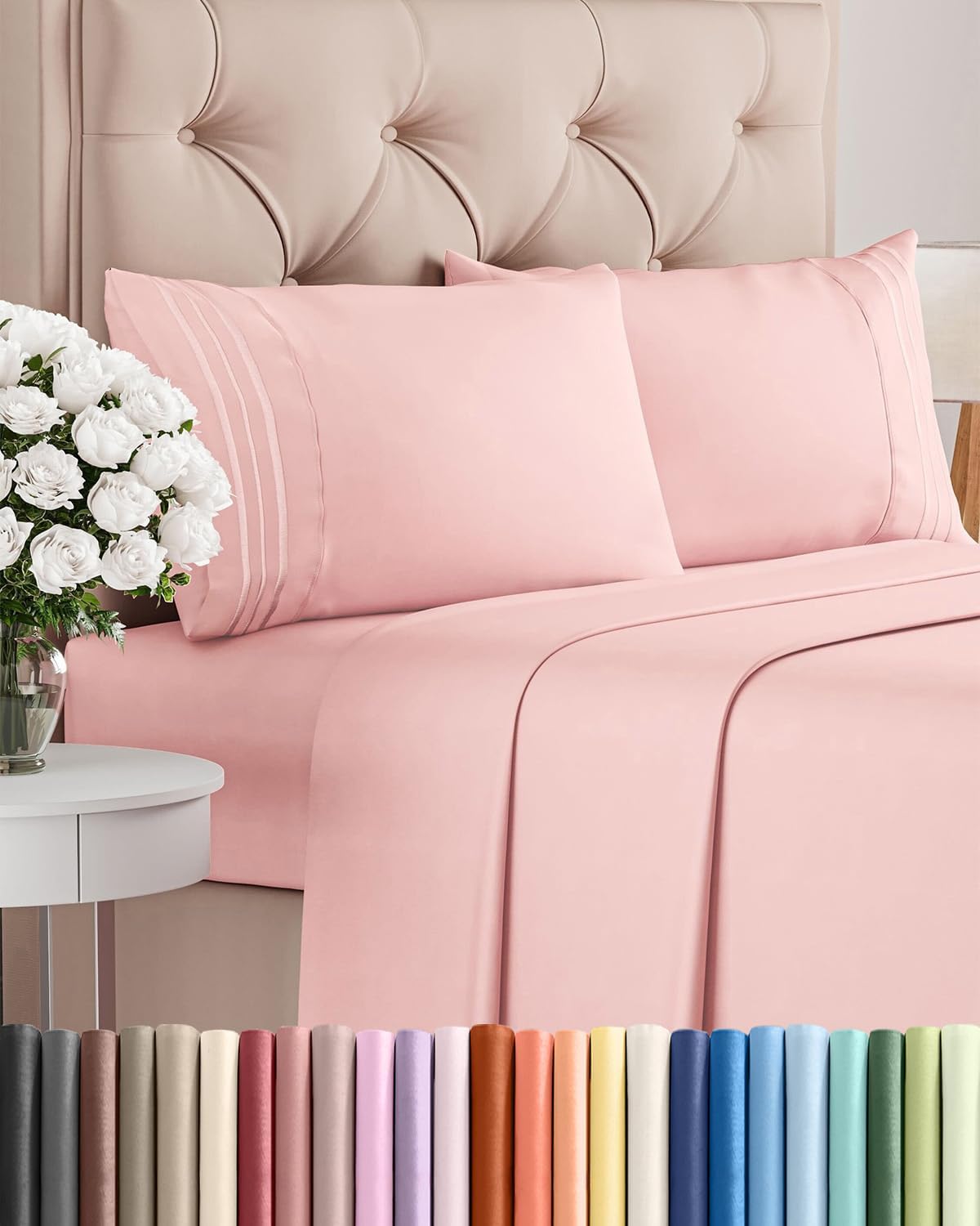 AvaMalis Comfy Breathab- Deep Pockets, Easy-Fit, Extra Soft and Wrinkle Free Sheets - White Oeko-Tex Bed Sheet Set