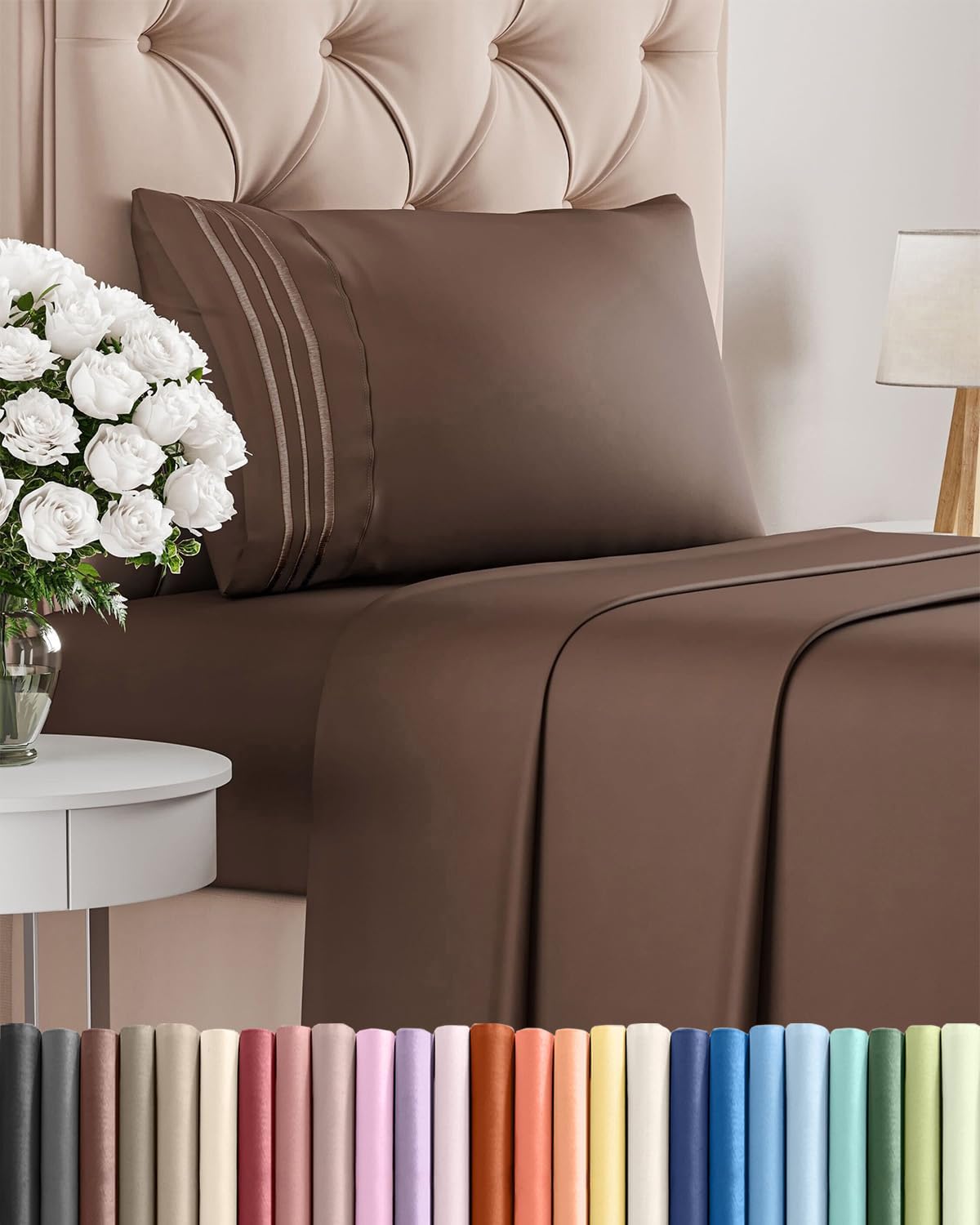 AvaMalis Comfy Breathab- Deep Pockets, Easy-Fit, Extra Soft and Wrinkle Free Sheets - White Oeko-Tex Bed Sheet Set