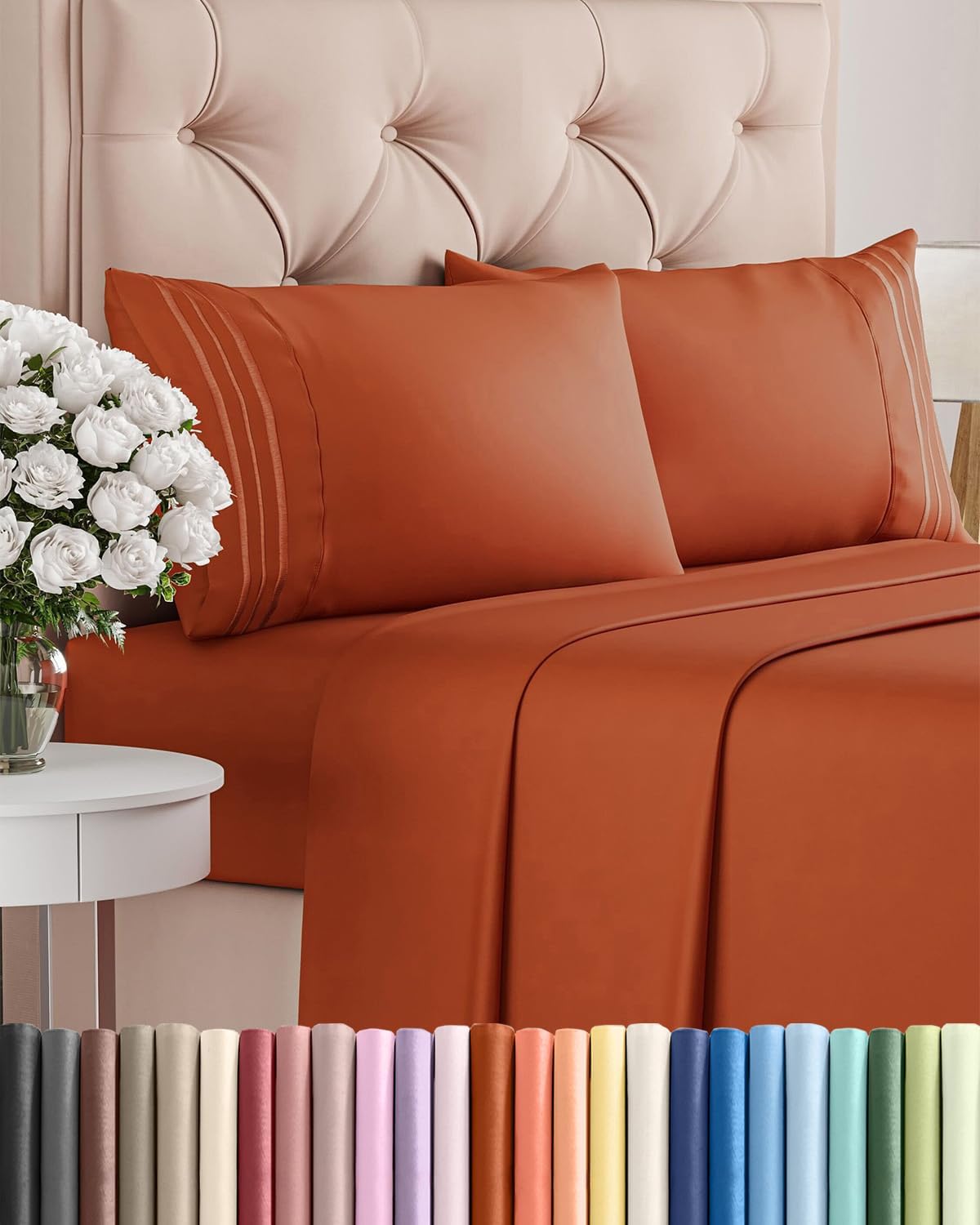 AvaMalis Comfy Breathab- Deep Pockets, Easy-Fit, Extra Soft and Wrinkle Free Sheets - White Oeko-Tex Bed Sheet Set