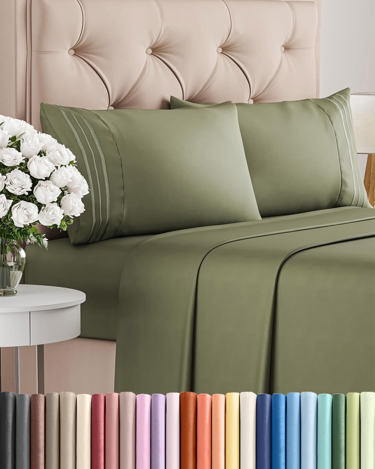 AvaMalis Comfy Breathab- Deep Pockets, Easy-Fit, Extra Soft and Wrinkle Free Sheets - White Oeko-Tex Bed Sheet Set