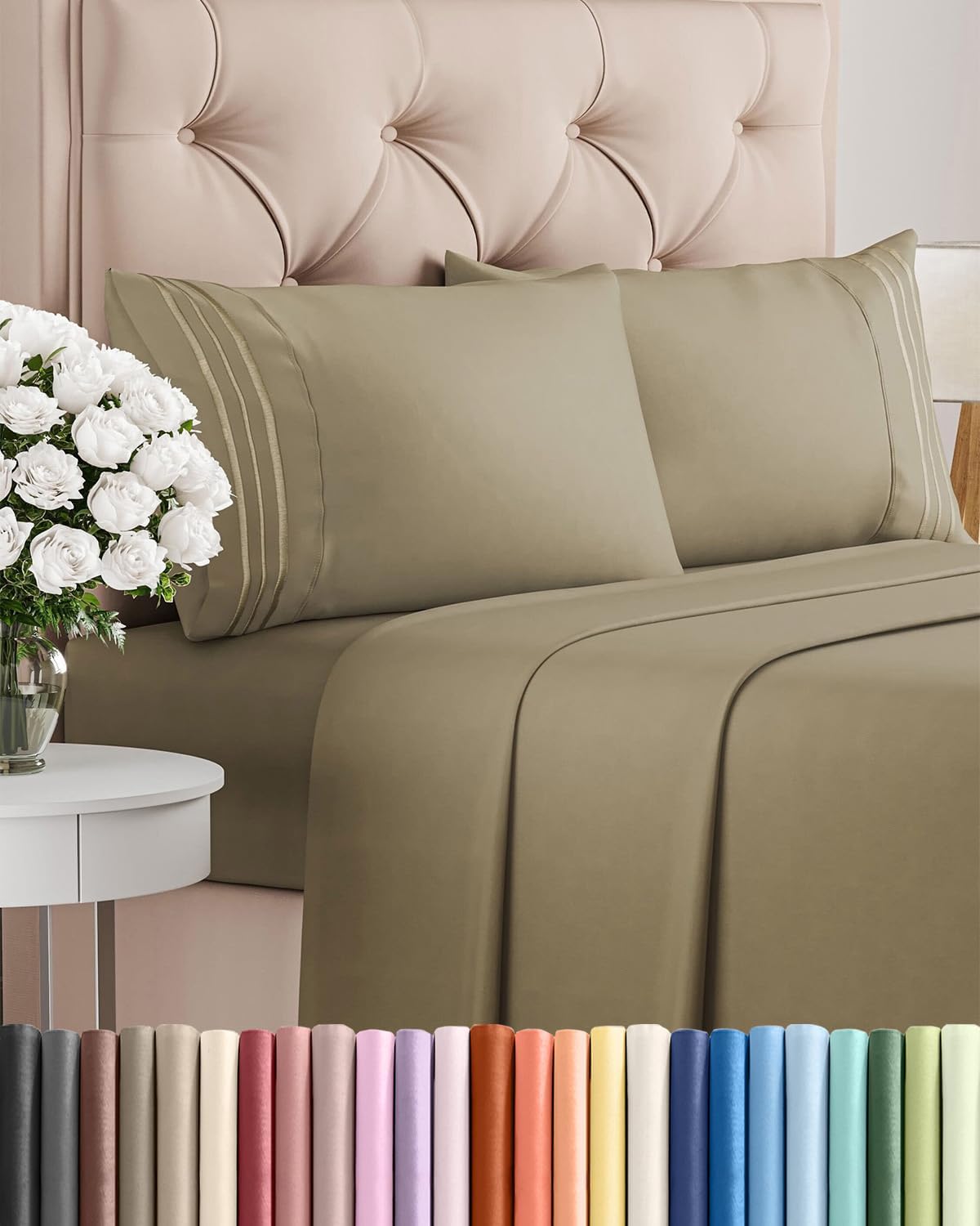 AvaMalis Comfy Breathab- Deep Pockets, Easy-Fit, Extra Soft and Wrinkle Free Sheets - White Oeko-Tex Bed Sheet Set