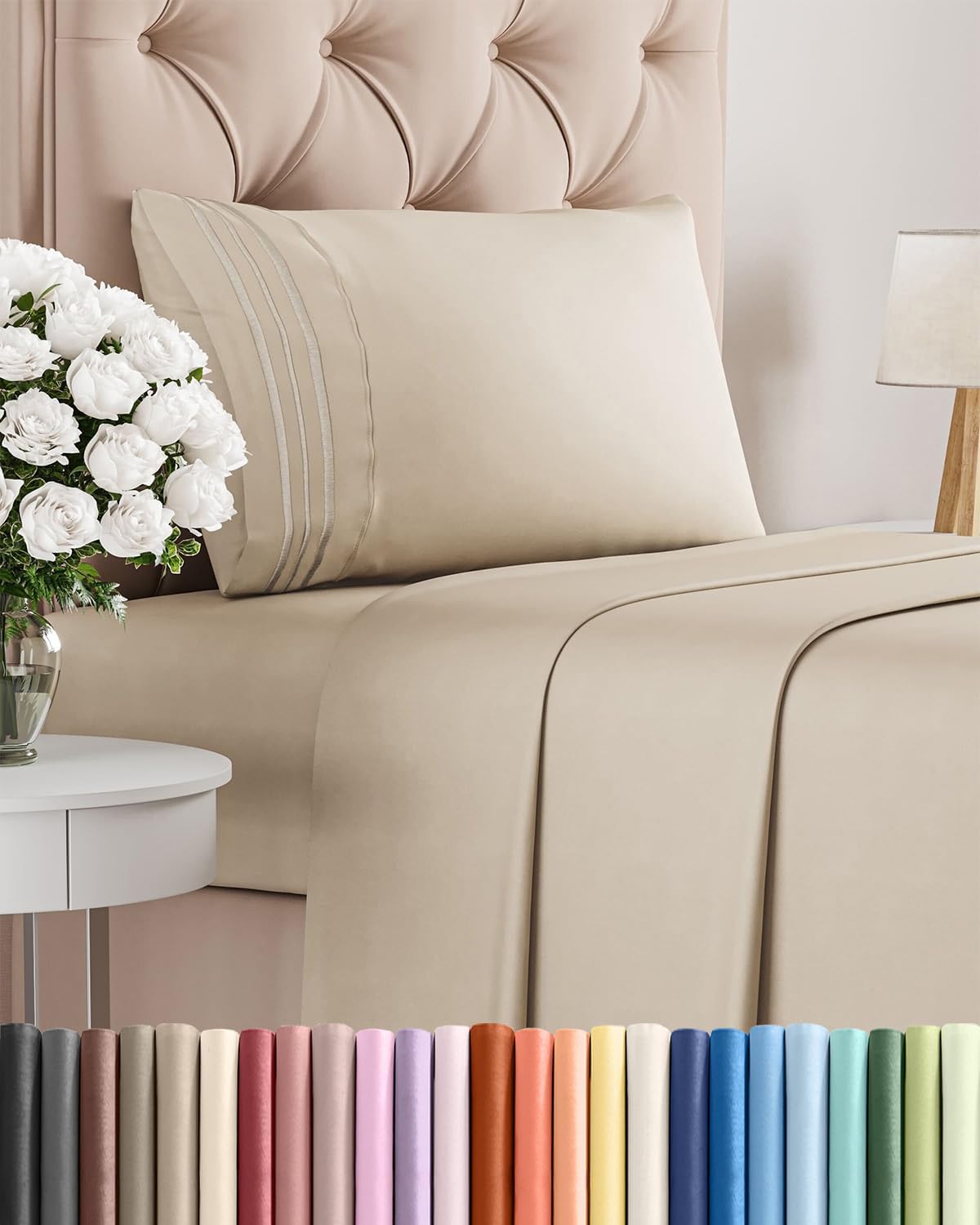 AvaMalis Comfy Breathab- Deep Pockets, Easy-Fit, Extra Soft and Wrinkle Free Sheets - White Oeko-Tex Bed Sheet Set