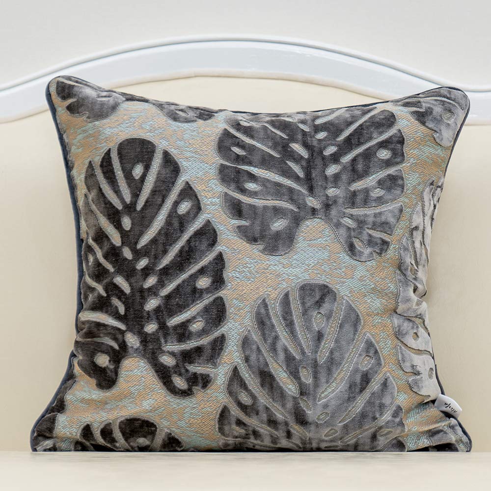 Fionn Embroidered Velvet Pillow Cover Navy Blue