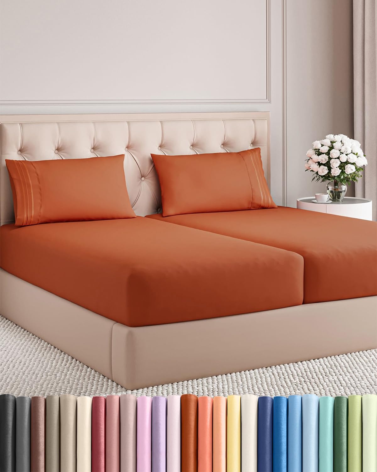 AvaMalis Comfy Breathab- Deep Pockets, Easy-Fit, Extra Soft and Wrinkle Free Sheets - White Oeko-Tex Bed Sheet Set