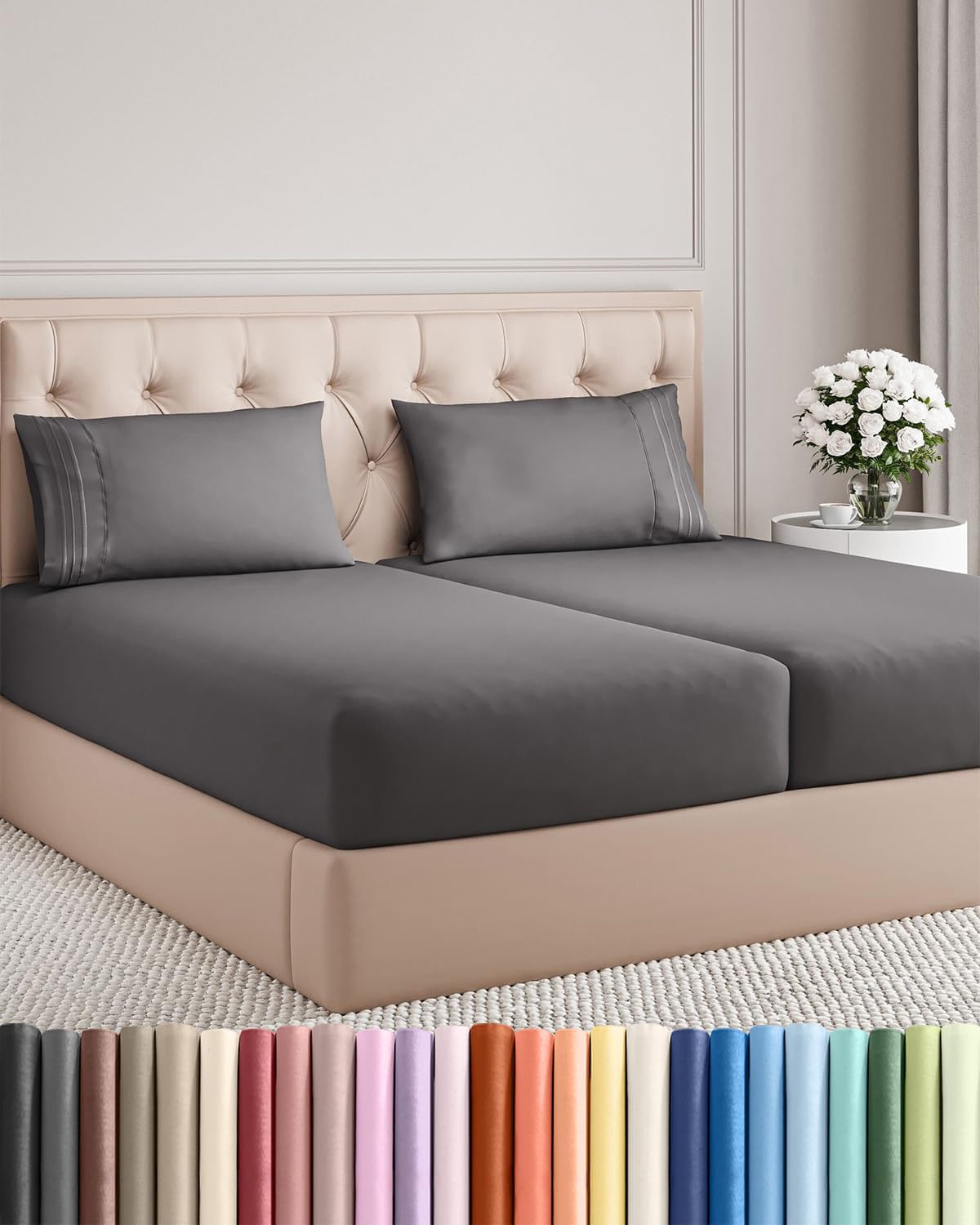 AvaMalis Comfy Breathab- Deep Pockets, Easy-Fit, Extra Soft and Wrinkle Free Sheets - White Oeko-Tex Bed Sheet Set