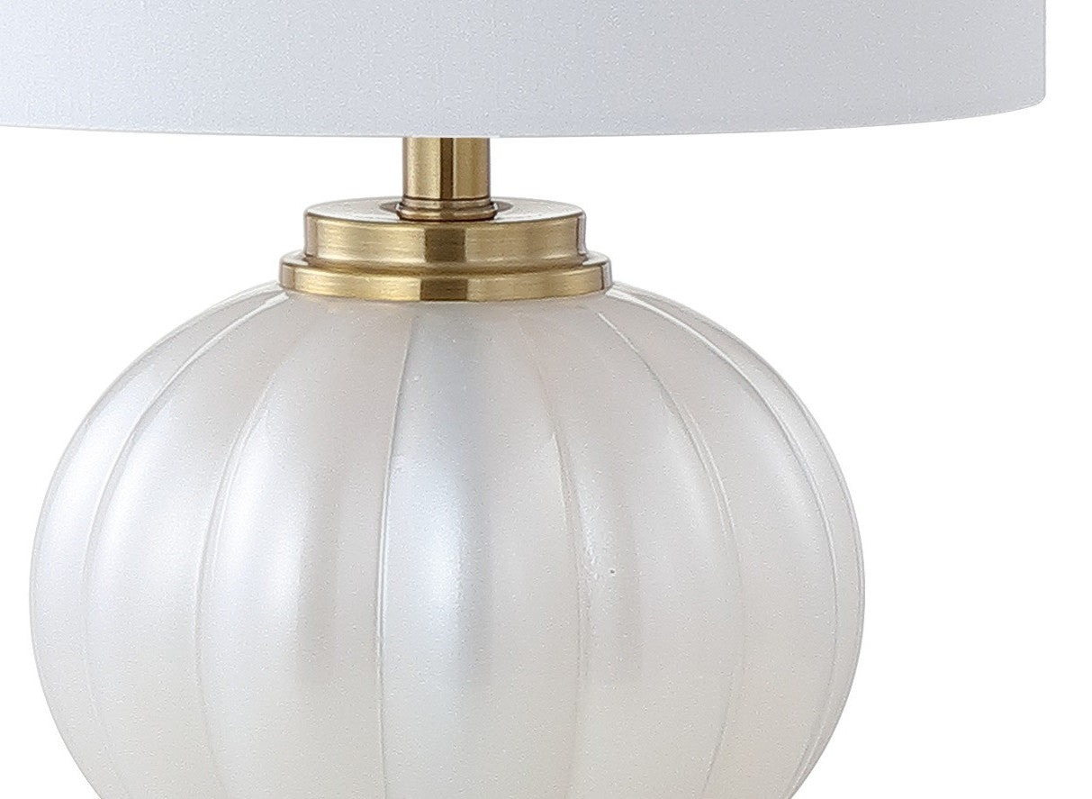 AvaMalis A|M Lighting" Chanile White/Brass Modern Crystal, Gold Glass Table Lamp