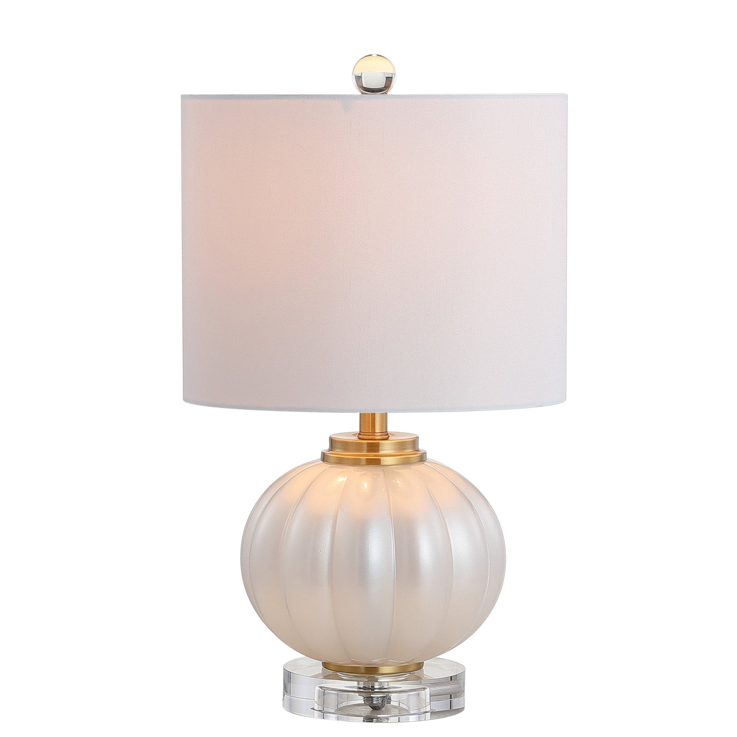 AvaMalis A|M Lighting" Chanile White/Brass Modern Crystal, Gold Glass Table Lamp