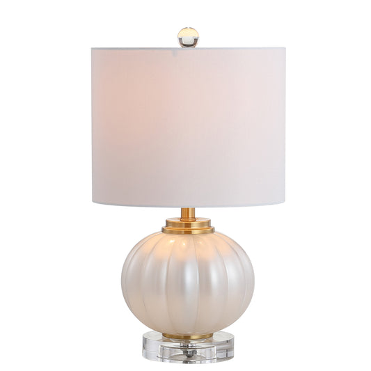 AvaMalis A|M Lighting" Chanile White/Brass Modern Crystal, Gold Glass Table Lamp