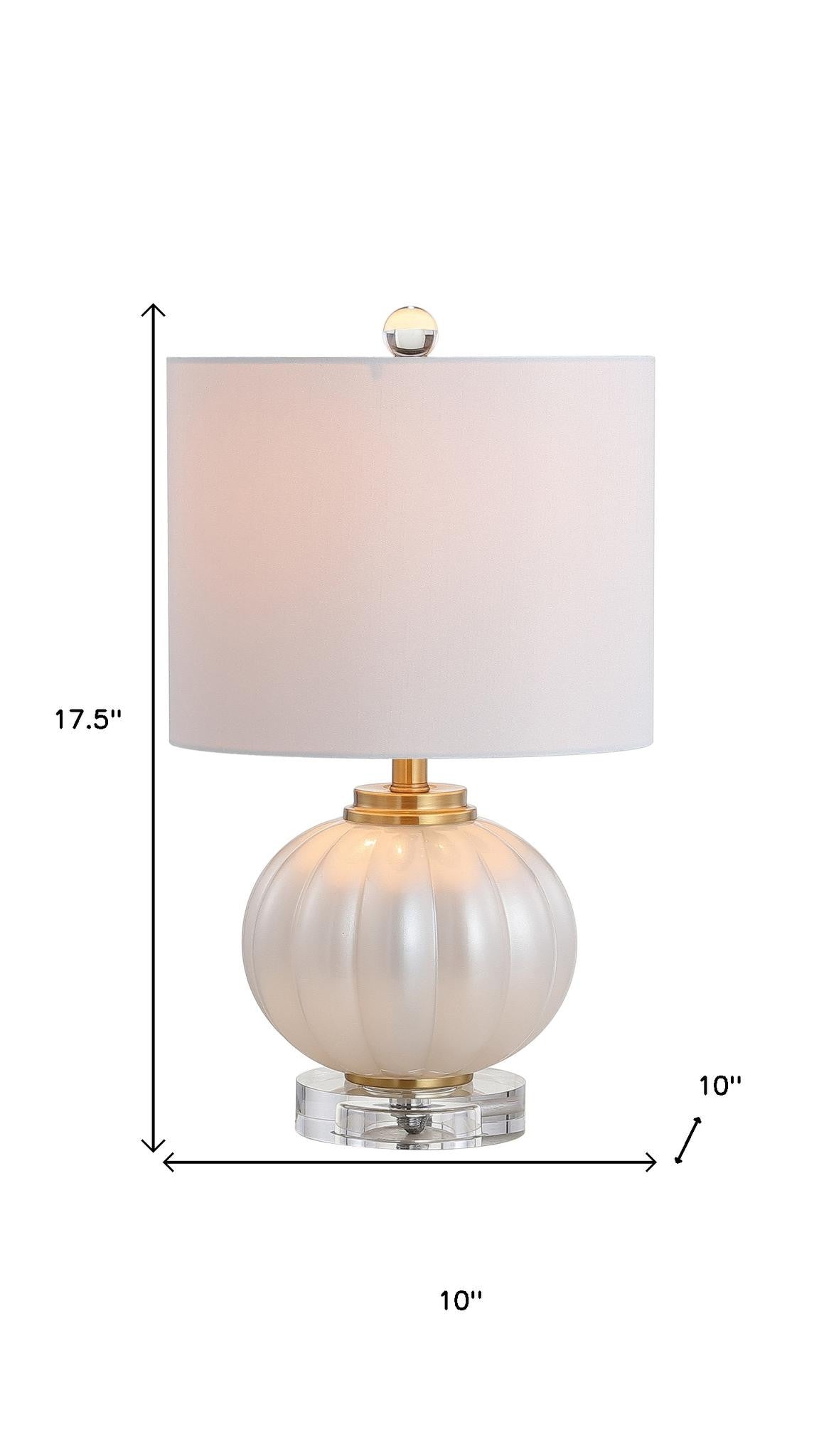 AvaMalis A|M Lighting" Chanile White/Brass Modern Crystal, Gold Glass Table Lamp