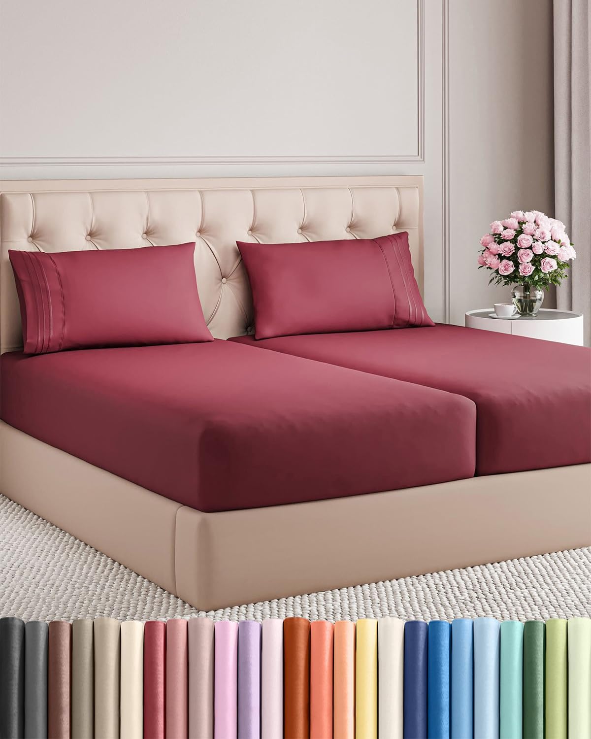 AvaMalis Comfy Breathab- Deep Pockets, Easy-Fit, Extra Soft and Wrinkle Free Sheets - White Oeko-Tex Bed Sheet Set