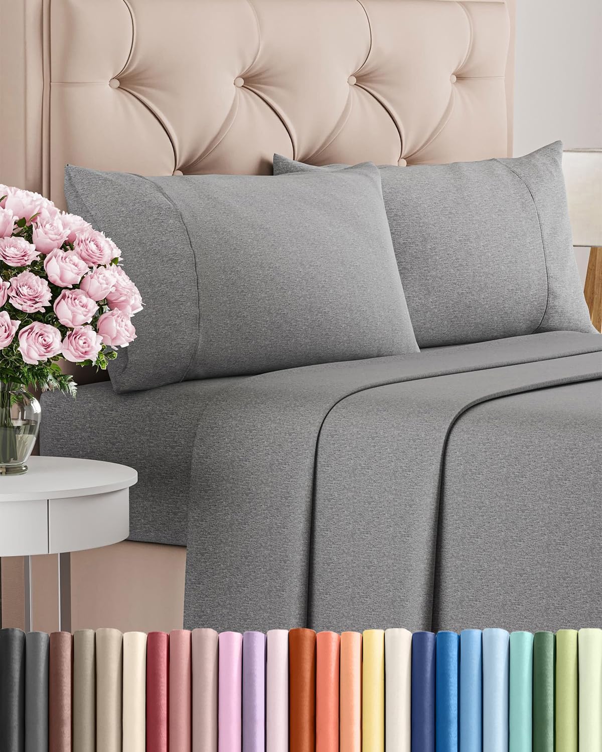 AvaMalis Comfy Breathab- Deep Pockets, Easy-Fit, Extra Soft and Wrinkle Free Sheets - White Oeko-Tex Bed Sheet Set