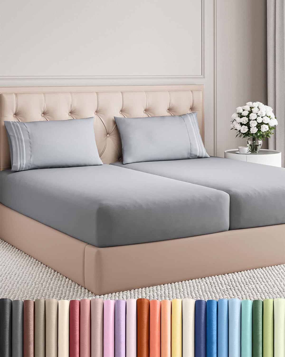 AvaMalis Comfy Breathab- Deep Pockets, Easy-Fit, Extra Soft and Wrinkle Free Sheets - White Oeko-Tex Bed Sheet Set