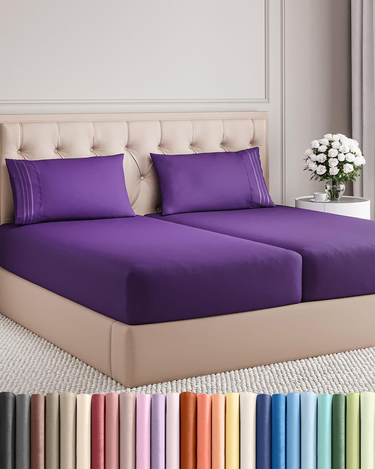 AvaMalis Comfy Breathab- Deep Pockets, Easy-Fit, Extra Soft and Wrinkle Free Sheets - White Oeko-Tex Bed Sheet Set