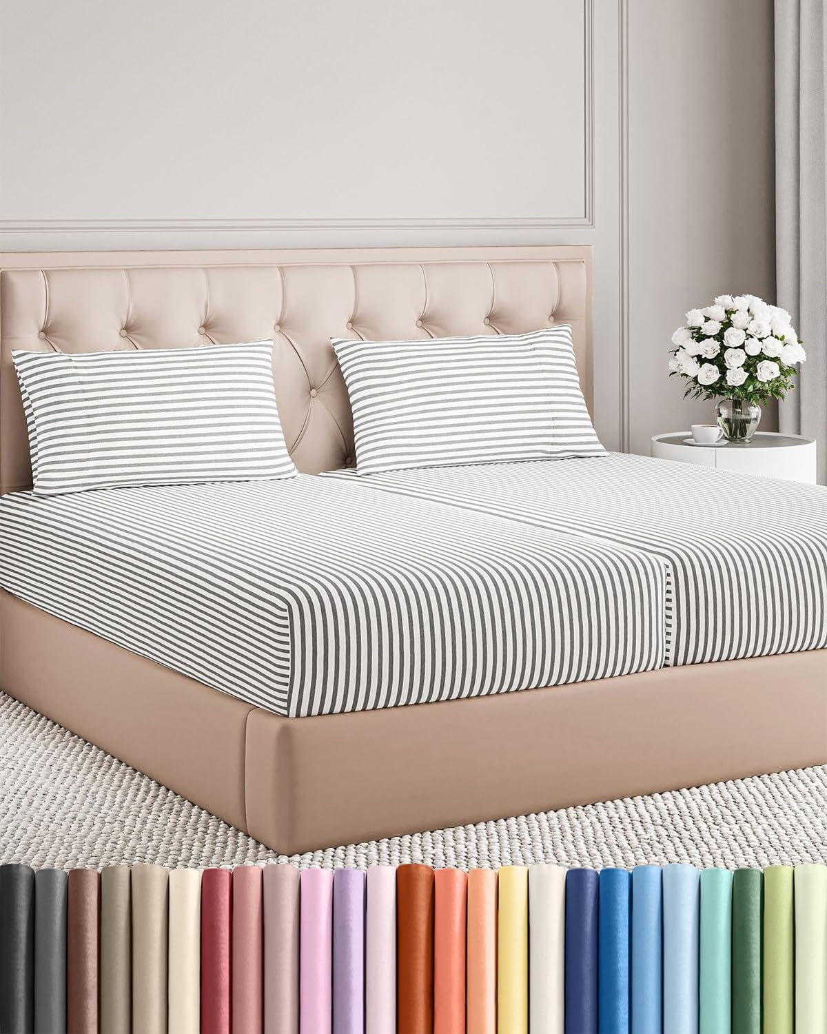 AvaMalis Comfy Breathab- Deep Pockets, Easy-Fit, Extra Soft and Wrinkle Free Sheets - White Oeko-Tex Bed Sheet Set