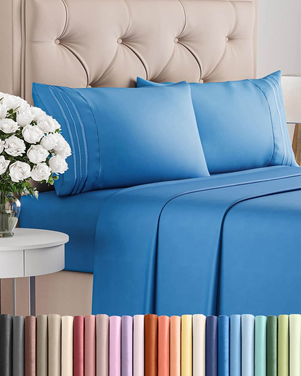 AvaMalis Comfy Breathab- Deep Pockets, Easy-Fit, Extra Soft and Wrinkle Free Sheets - White Oeko-Tex Bed Sheet Set