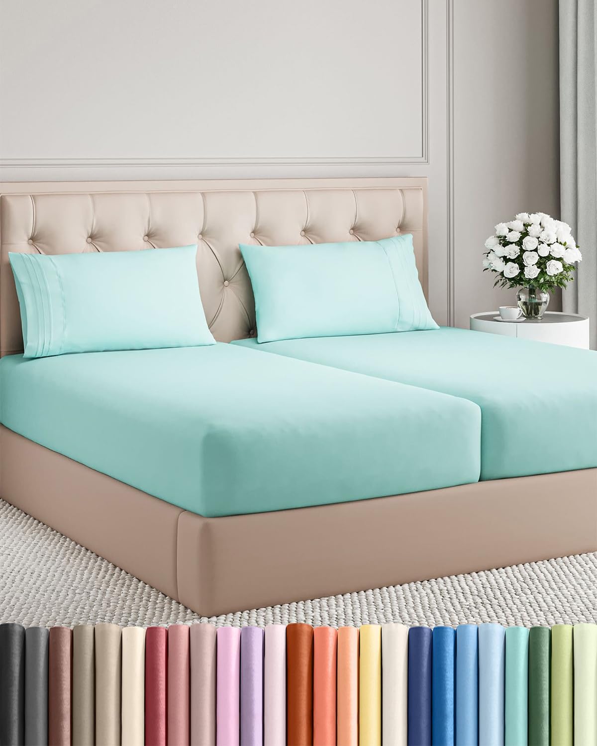 AvaMalis Comfy Breathab- Deep Pockets, Easy-Fit, Extra Soft and Wrinkle Free Sheets - White Oeko-Tex Bed Sheet Set