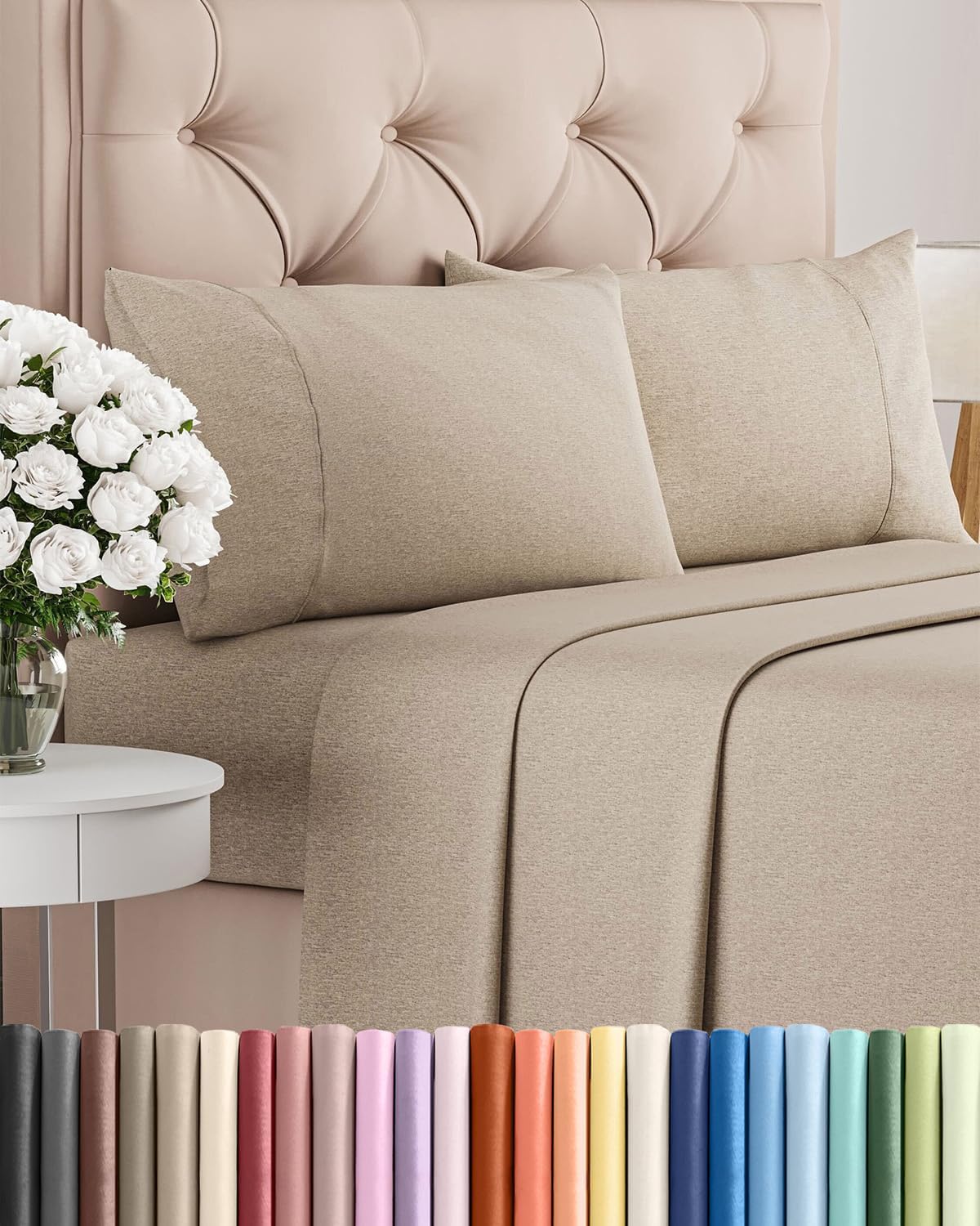 AvaMalis Comfy Breathab- Deep Pockets, Easy-Fit, Extra Soft and Wrinkle Free Sheets - White Oeko-Tex Bed Sheet Set