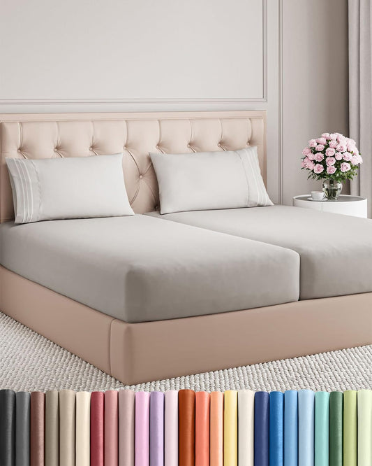 AvaMalis Comfy Breathab- Deep Pockets, Easy-Fit, Extra Soft and Wrinkle Free Sheets - White Oeko-Tex Bed Sheet Set